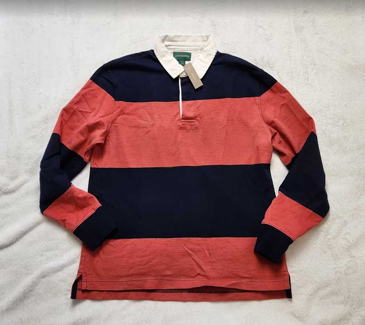 NEW MEN'S S J CREW 1984 CLASSIC RUGBY SHIRT IN OLD RED STRIPE