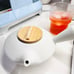 Porcelain Teapot with Bamboo Lid, Matte White