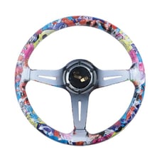 NEW JDM UNIVERSAL 350MM STICKERBOMB Acrylic Deep Dish 6 Holes Steering Wheel