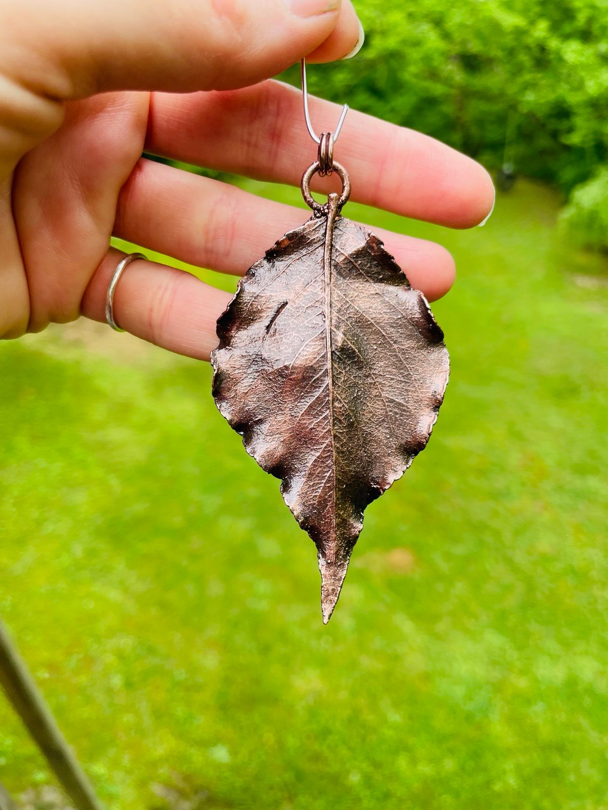 Real Copper Leaf Pendant Handmade Nature Jewelry Fall Jewelry artisan woodsy elf
