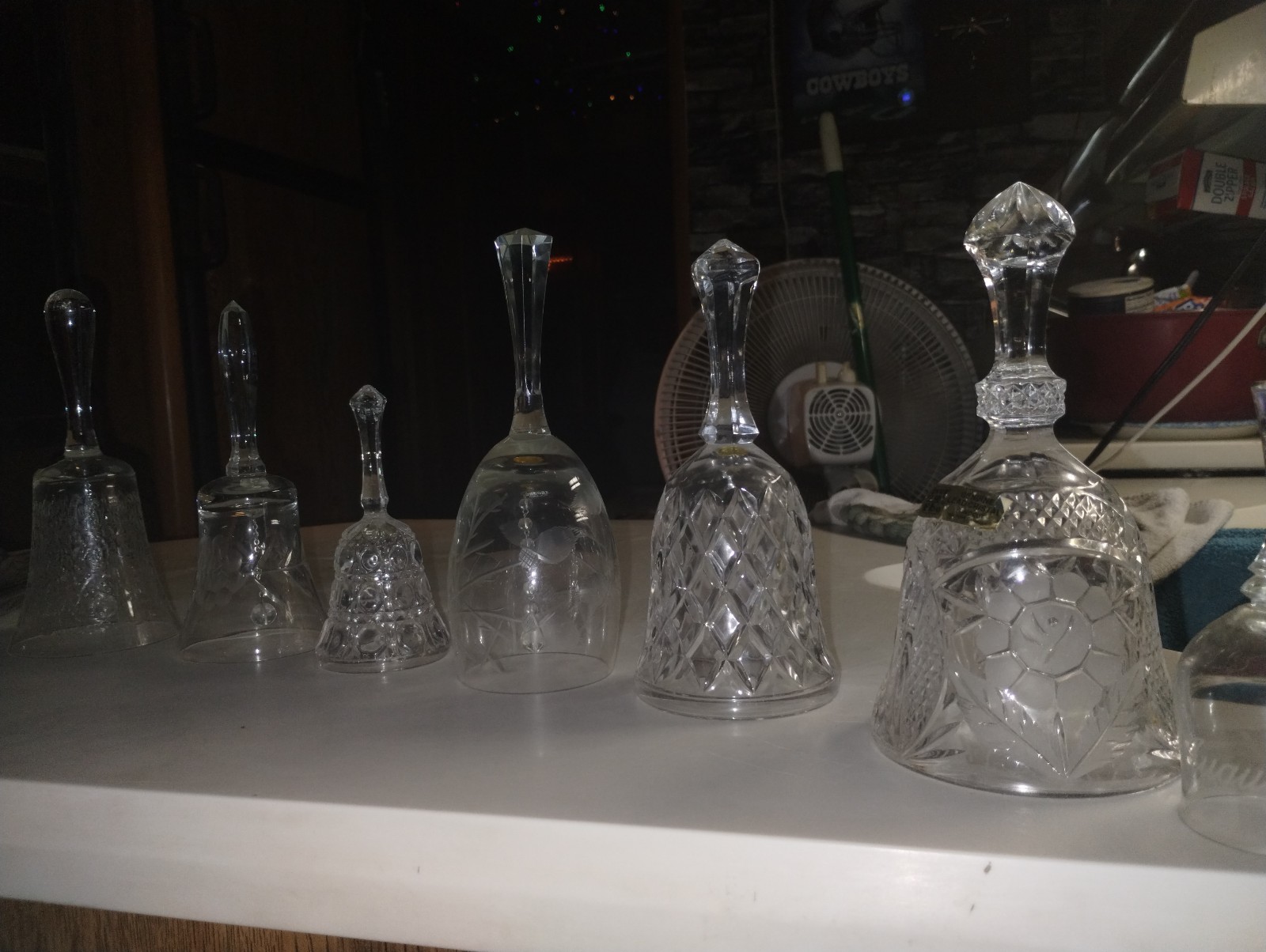 Glass crystal bells set of seven
