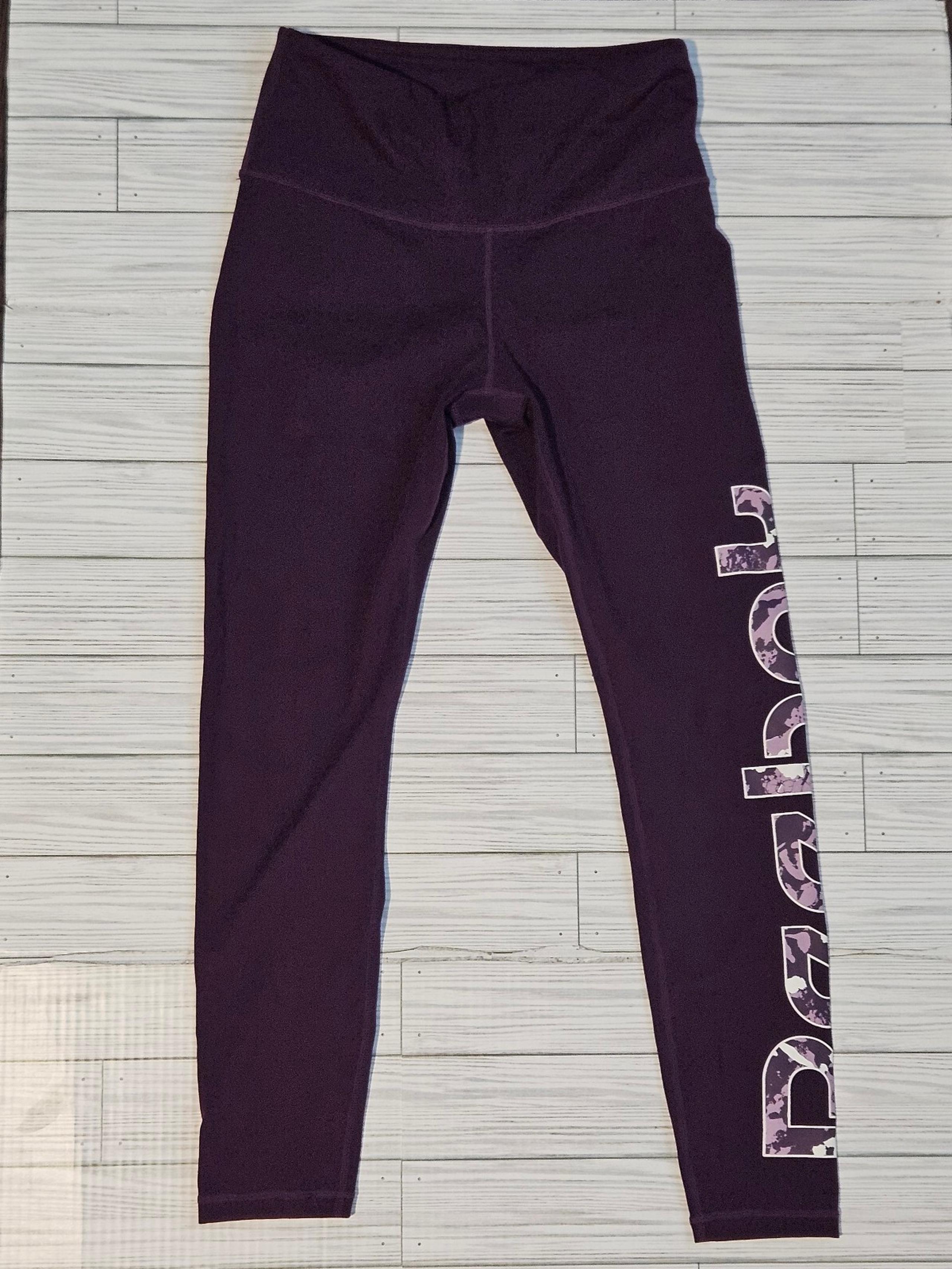 Reebok Women's Activewear Leggings Plum Purple And White Size Small