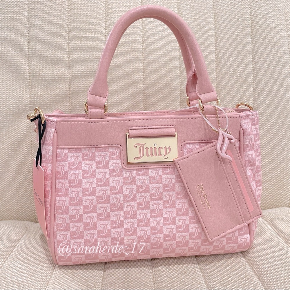 NEW Juicy Couture Pink Diamond Miss Juicy Satchel Handbag with CC Case Wallet