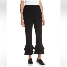 N/Nicholas Crepe Ruffled- Hem Cropped Pants