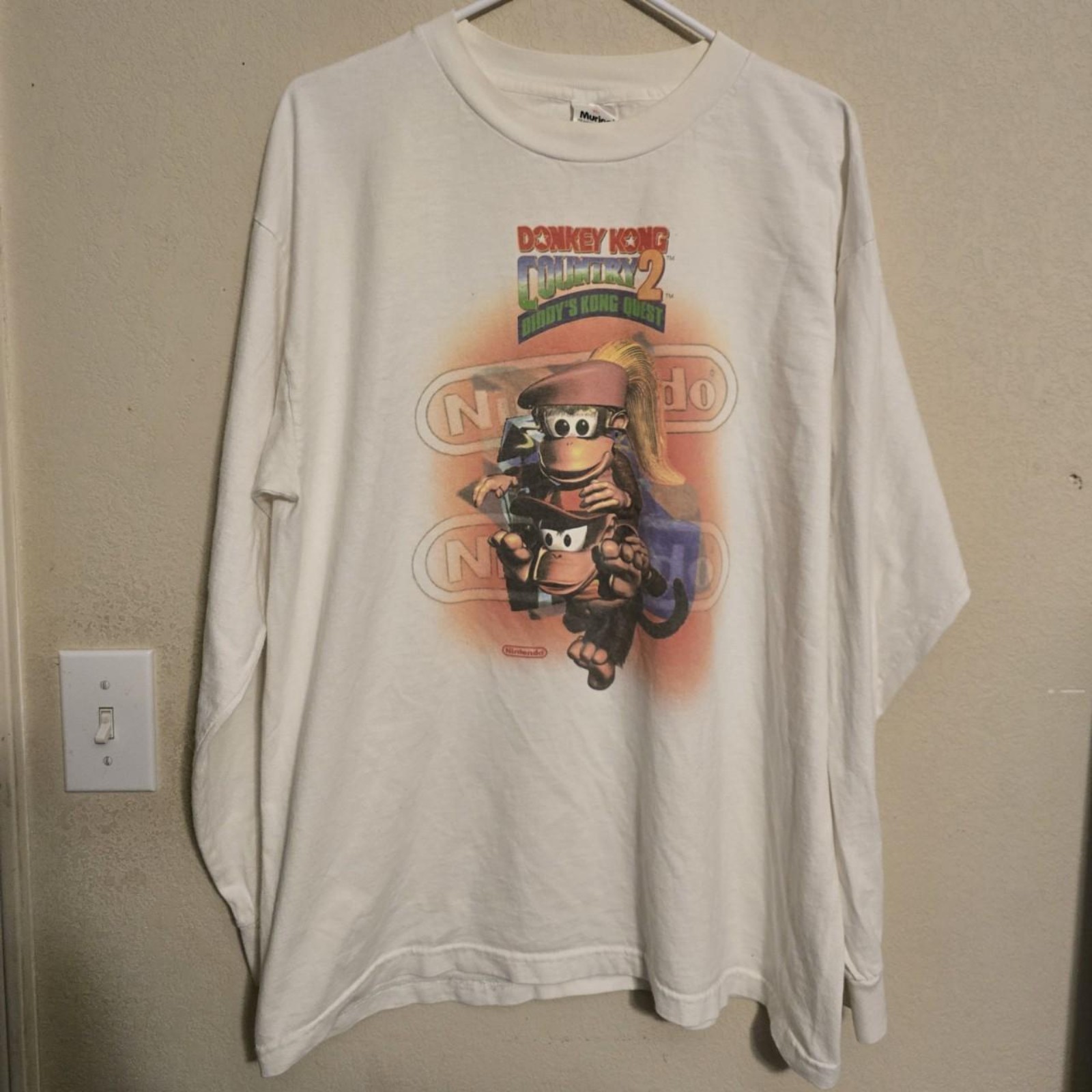 Vintage 90s Nintendo Donkey Kong Country 2 Long Sleeve Game Promo Tee Size XL