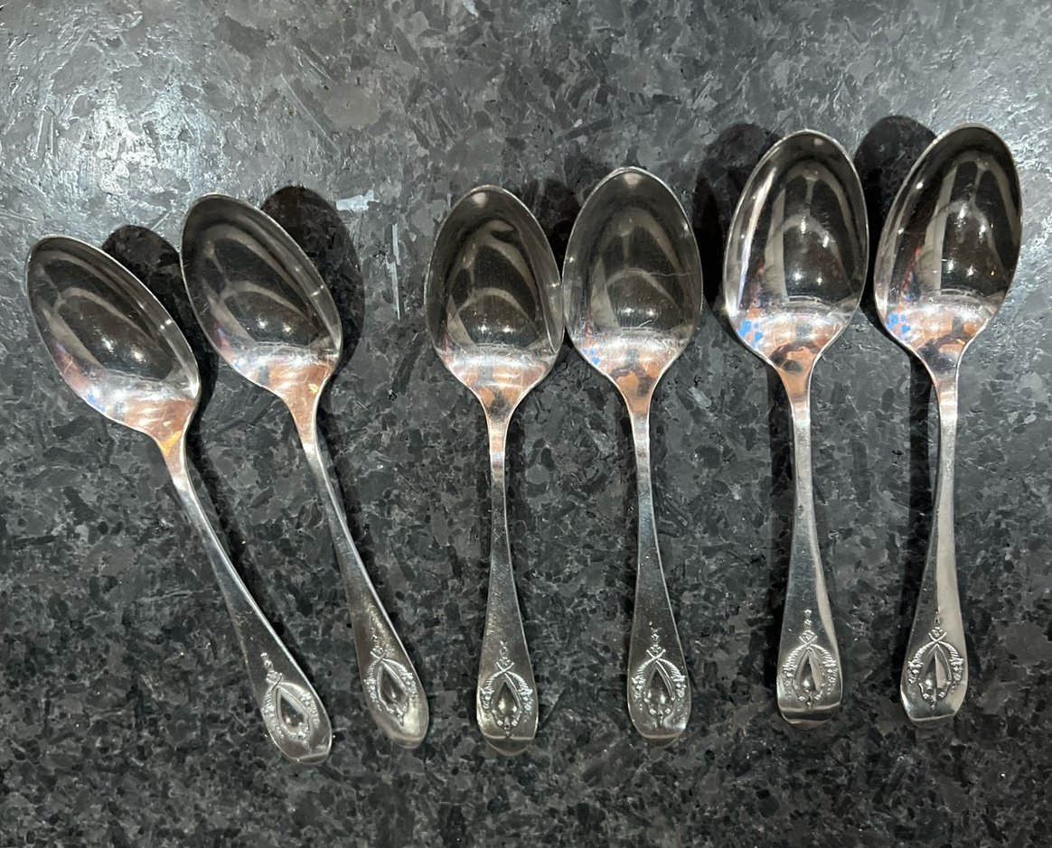 Sterling patented muller spoon’s monogrammed with and H set of 6
