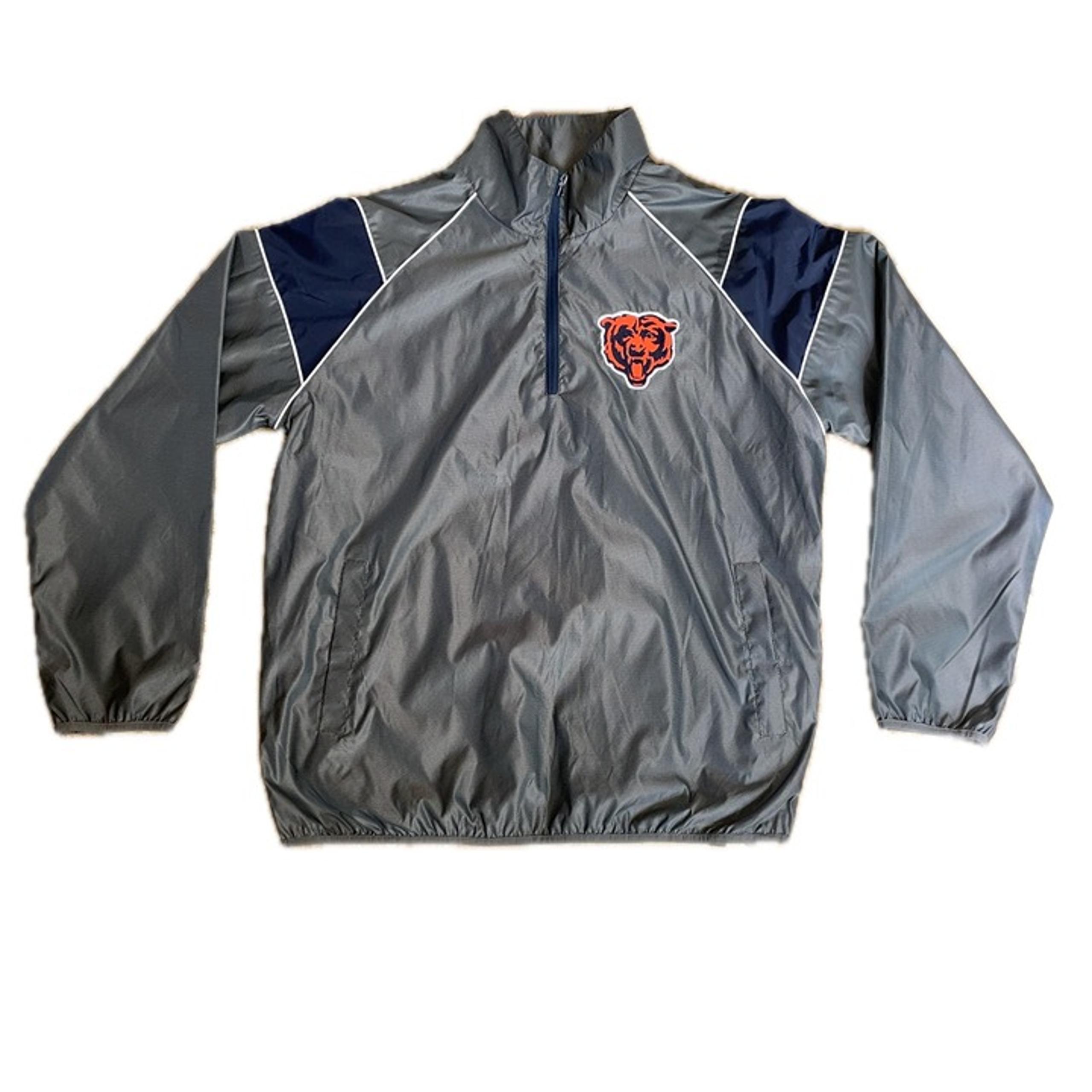 CHICAGO BEARS NFL G-111 Gray Windbreaker Pullover Track Jacket Men's XL