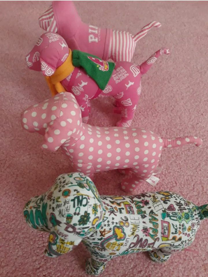 Lot of 4 Victoria's Secret PINK plush dogs