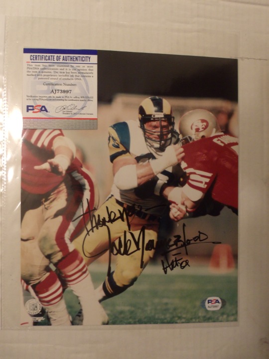 JACK YOUNGBLOOD HAND SIGNED COLOR 8 X 10 PHOTO RAMS HOF PSA/DNA