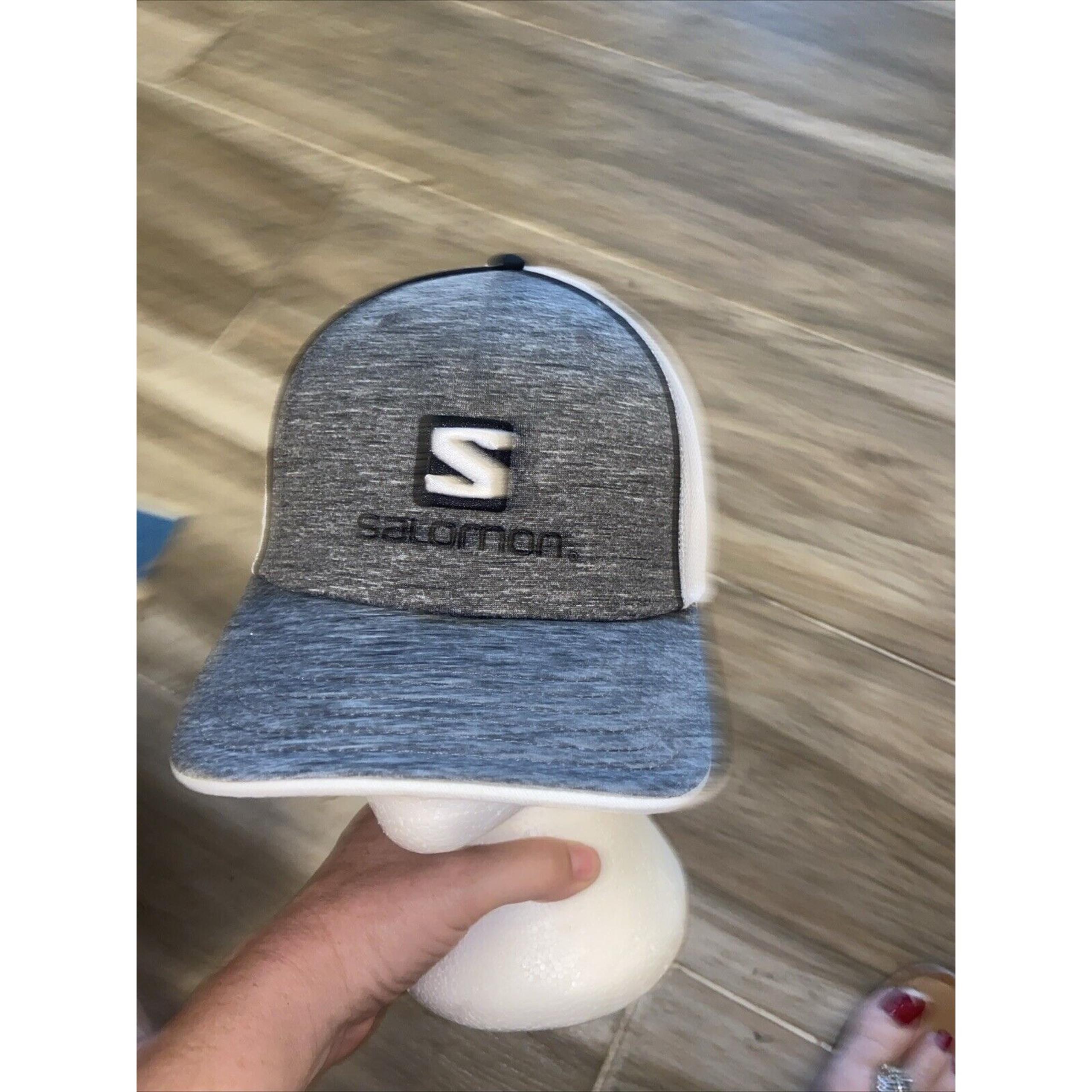 Salomon Cap American Trucker Hat Cap Performance Strap Back Gray White -Clean - J. America