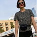 Anthropologie Eri + Ali Black & White Wild Leopard Crewneck Top Size Large