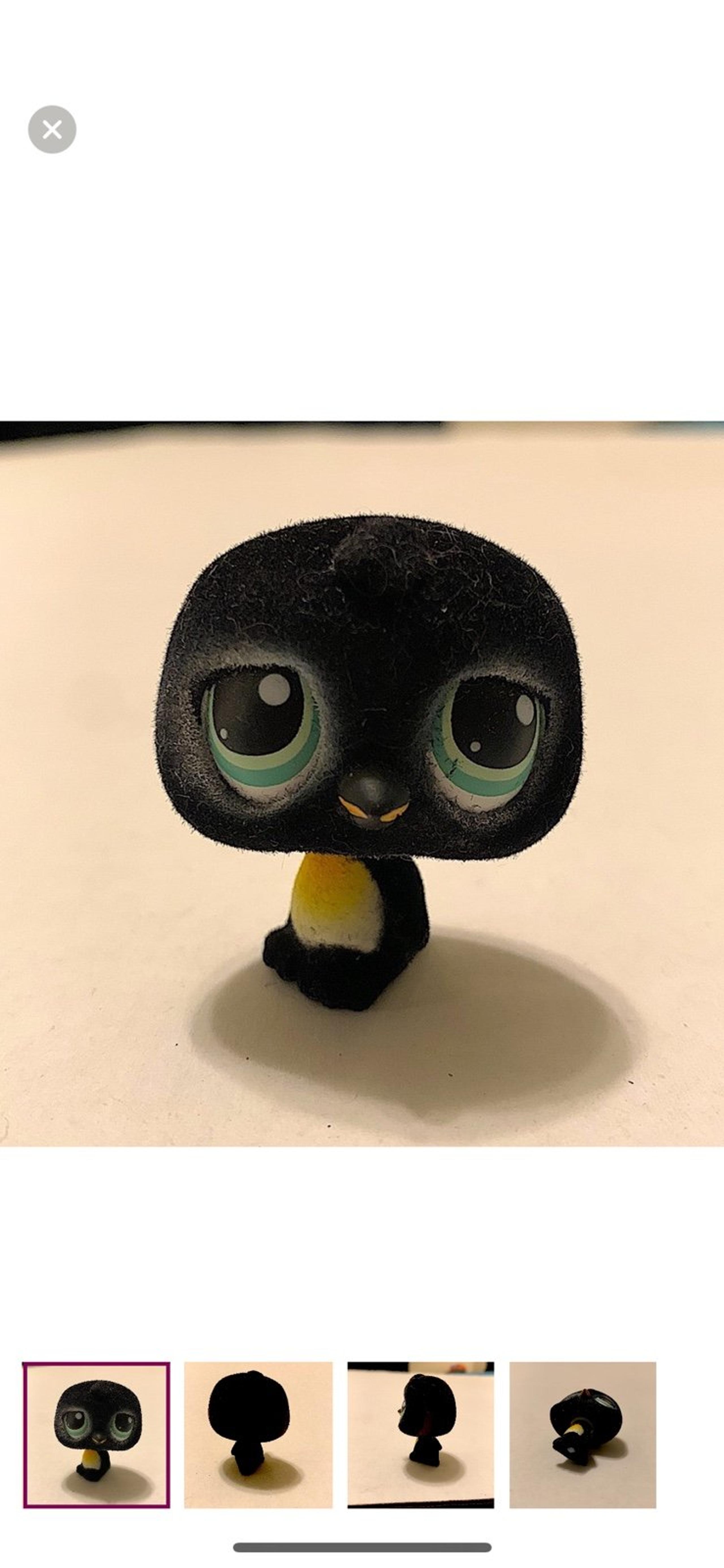 {Littlest Pet Shop} LPS #333 Black FUZZ Fuzzy PENGUIN Arctic Bird Gray Magnet