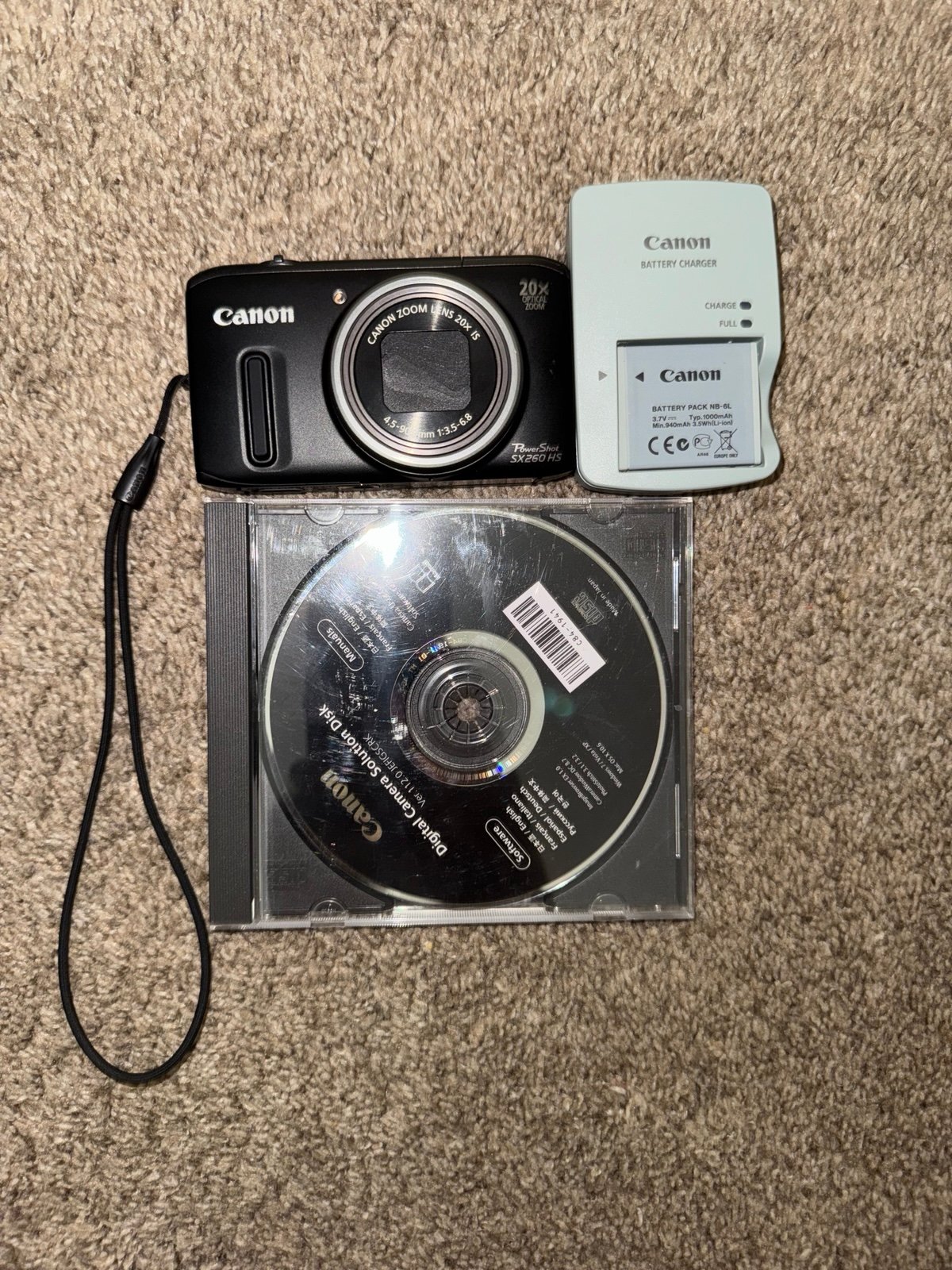 Canon PowerShot SX260 HS 12MP Digital Camera Black 20x Zoom SD Card Tested