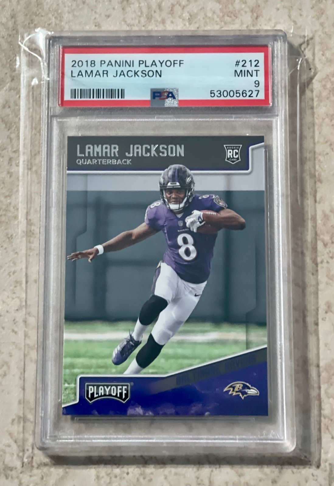 2018 Panini Playoff Lamar Jackson Rookie PSA 9 Ravens #212 C24