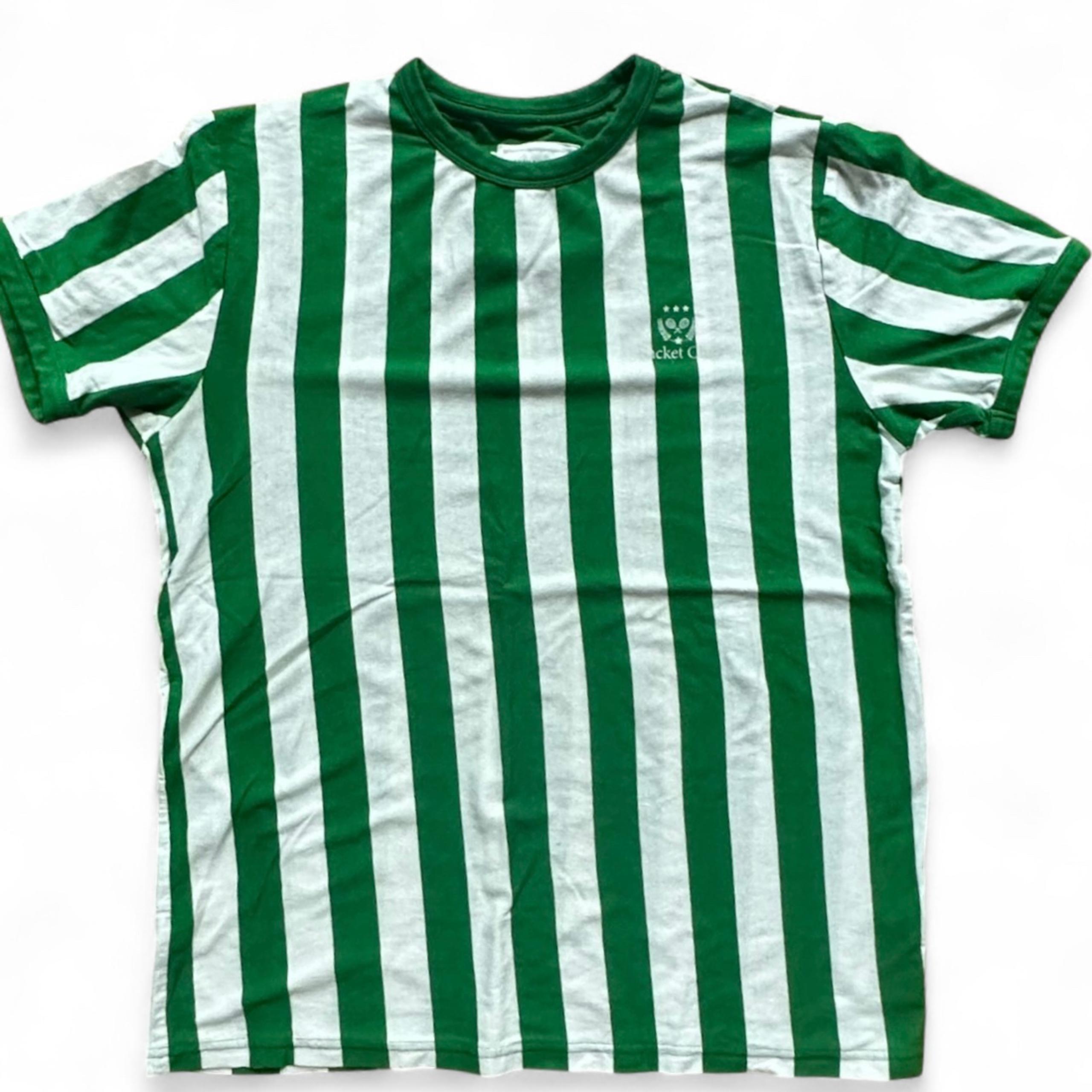 Denim & Flower Green White Striped Size Small  Short Sleeve Racket Club Tee