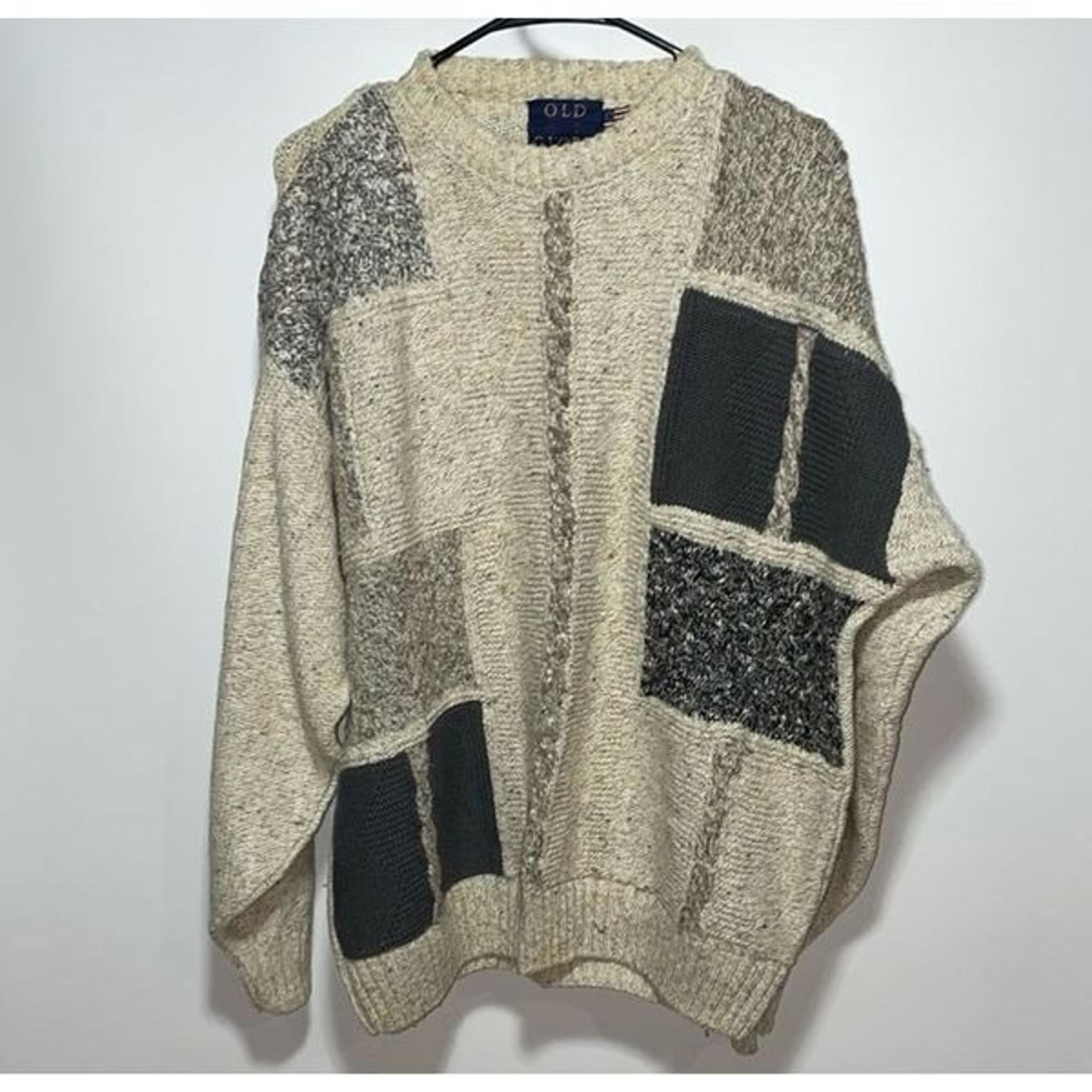 Old Glory Beige and Gray Patchwork Sweater