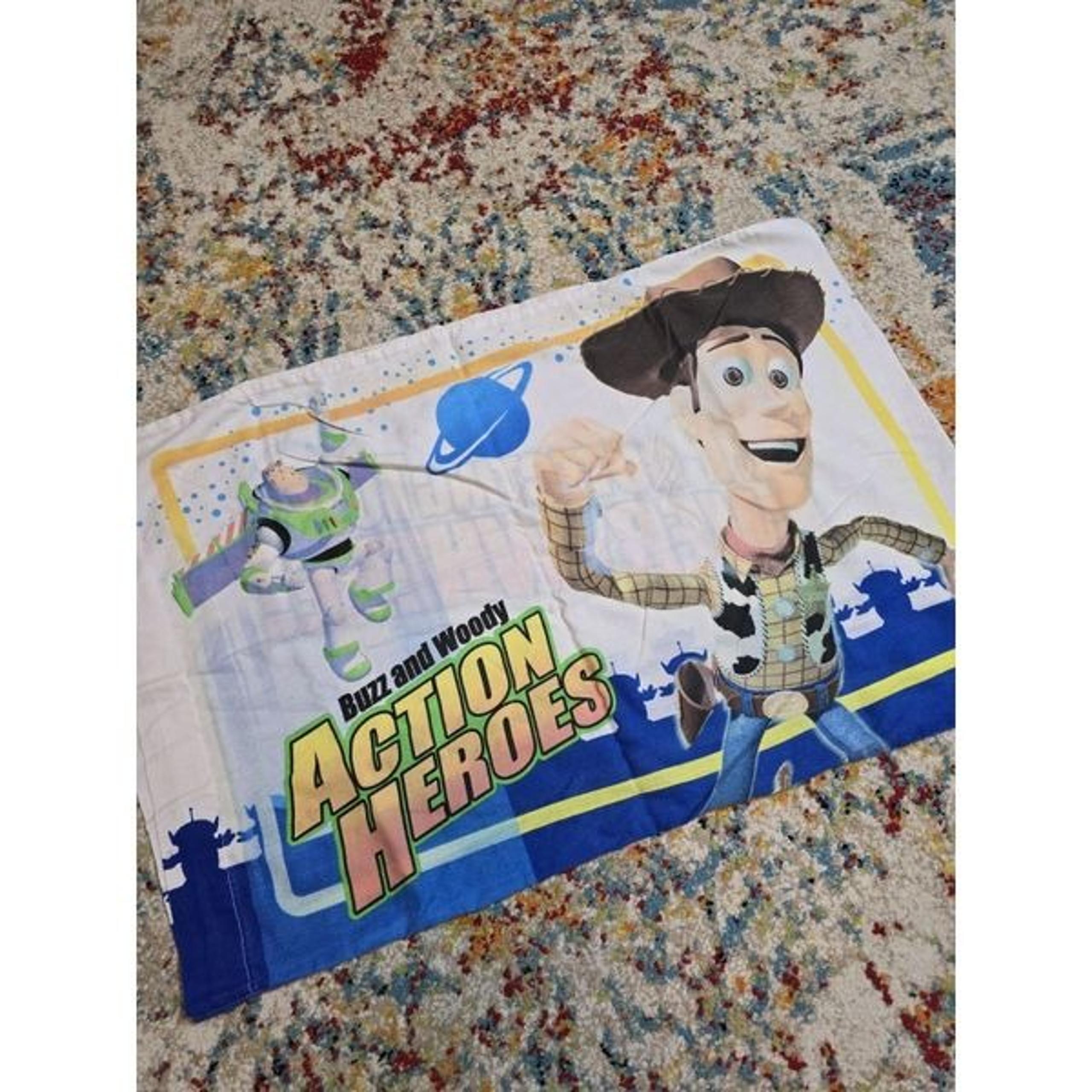 Vintage 90s Disney Pixar Toy Story Woody Buzz Lightyear Pillowcase Double Sided
