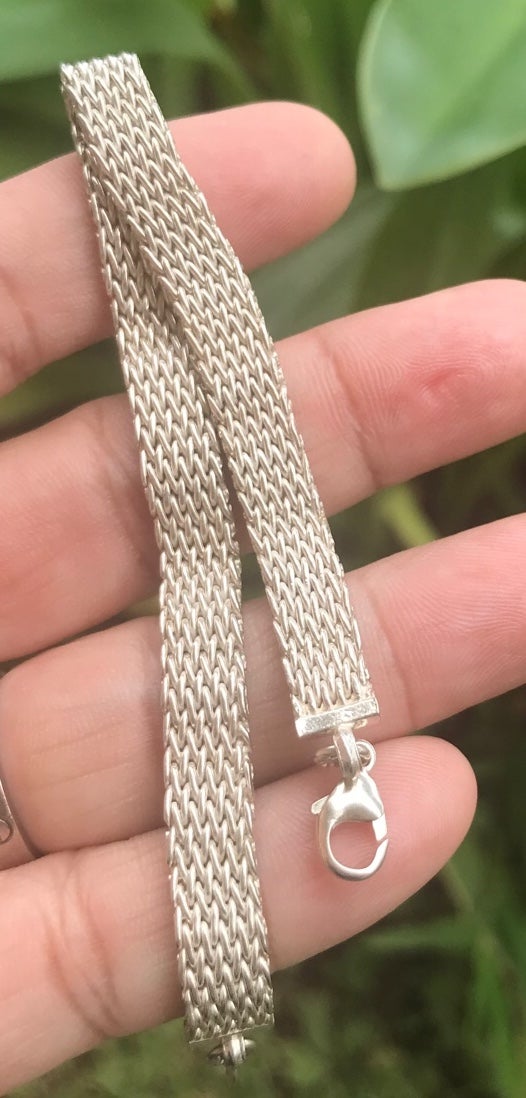Vintage solid sterling silver mesh bracelet 7” weight 16.68 grams heavy