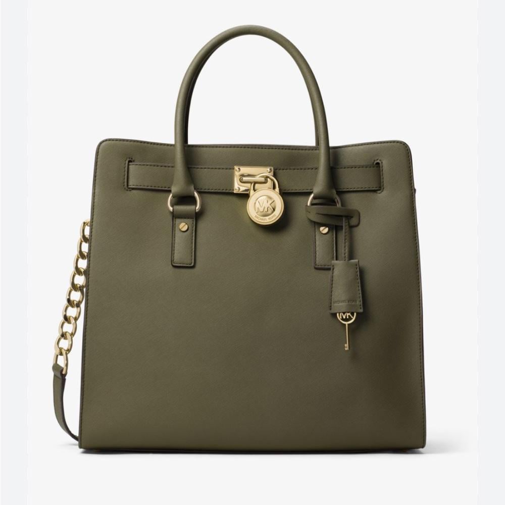 Michael Kors Hamilton Large Saffiano Leather Tote Bag Olive Green