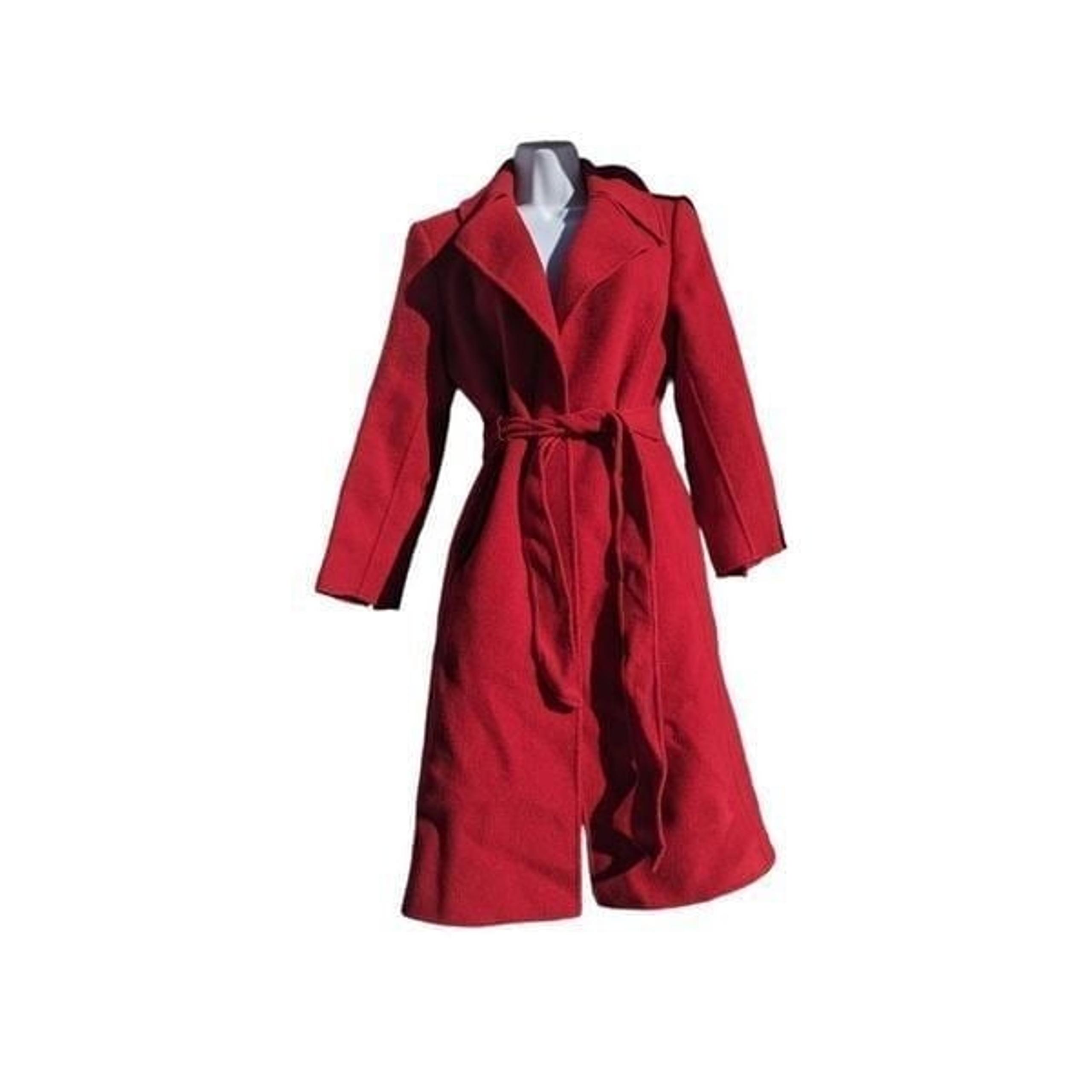 Vintage 90s Ellen Tracy Red Double Faced Wool Trench Coat