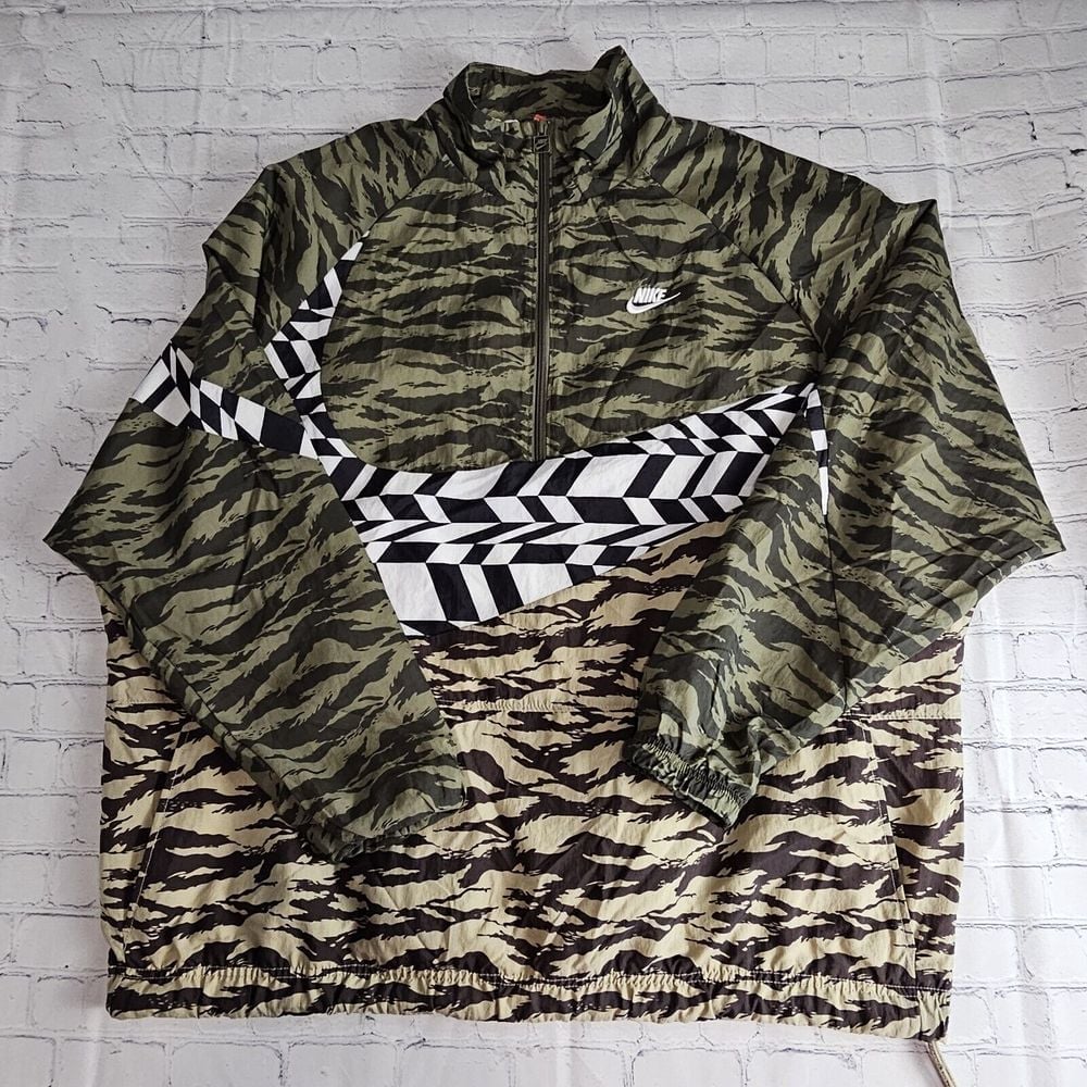Nike XL AOP SWOOSH Windrunner Jacket 3/4 Zip Camo Pullover Packable Lightweight
