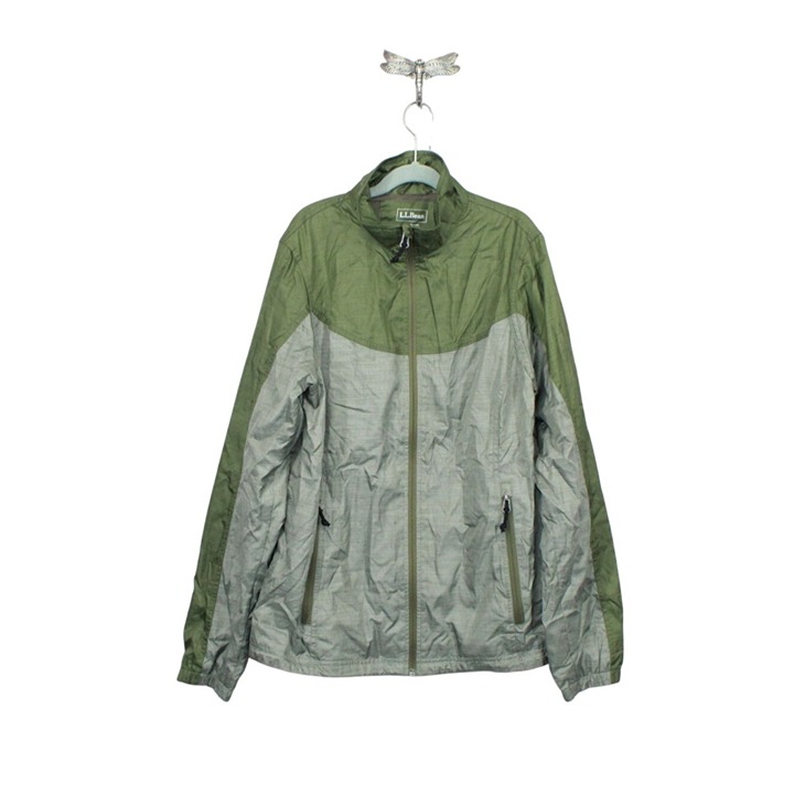 LL Bean Women's Casco Bay Windbreaker Full Zip Jacket Olive Green Size XS