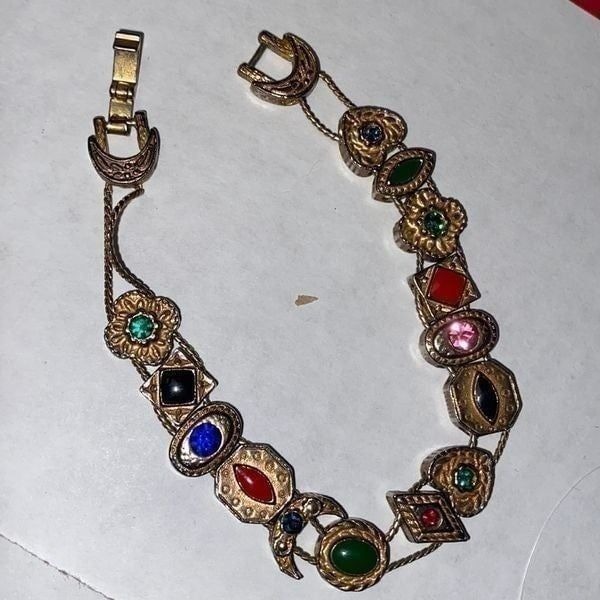 Vintage Victorian Revival Slide Charm Bracelet