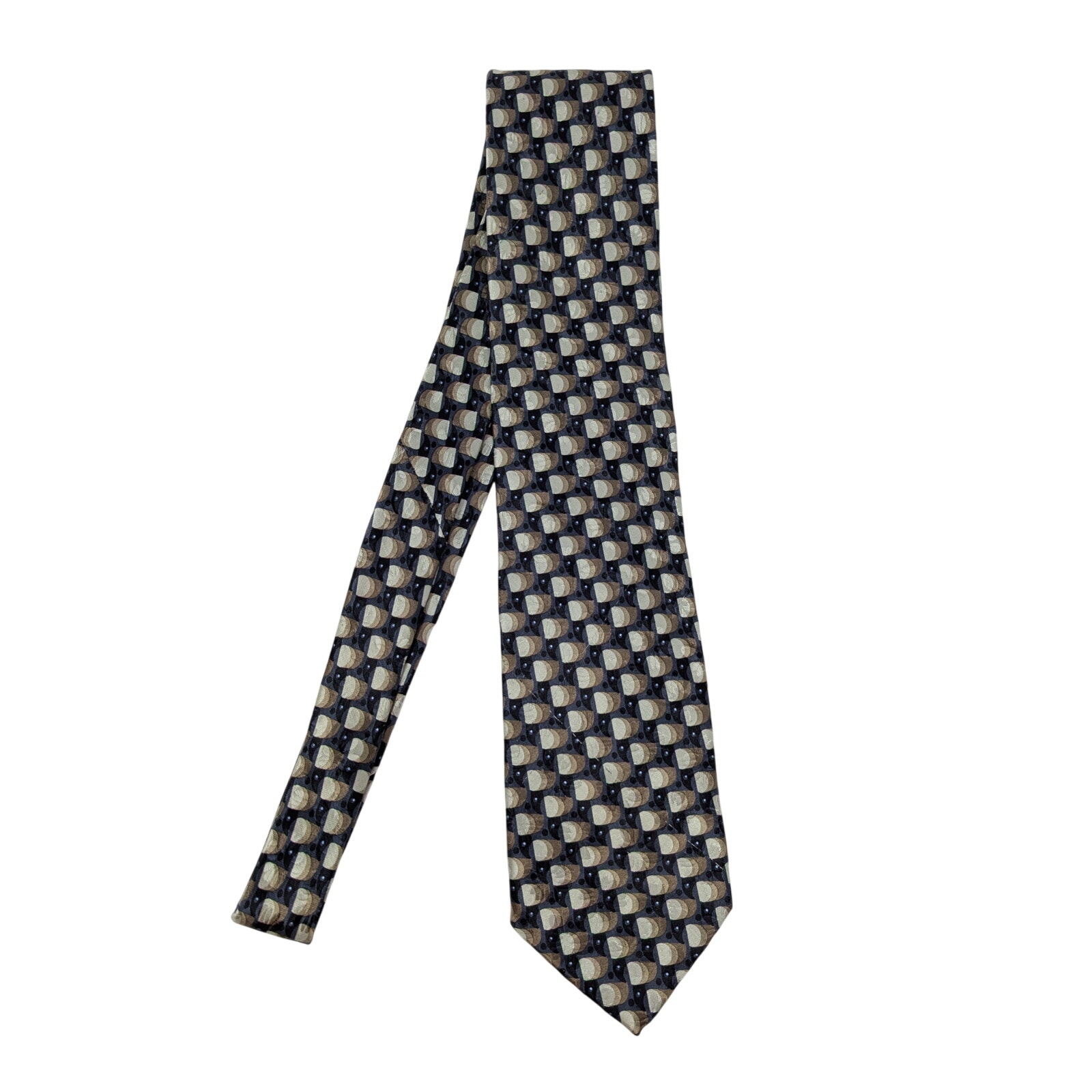 Ermenegildo Zegna Illusion Dot Print Silk Neck Tie Gray Blue Pointed Work Formal