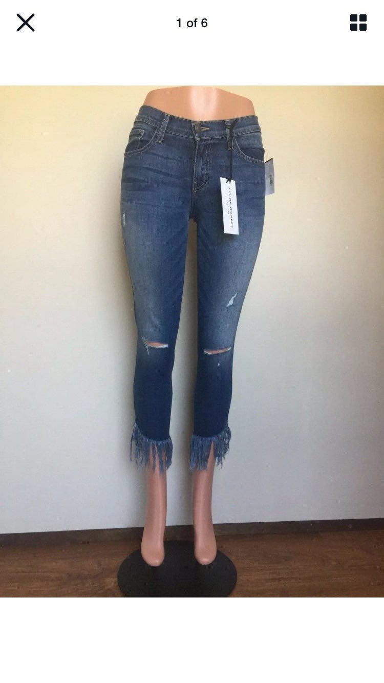 Flying Monkey Jeans Fray Hem Crop Sz 28