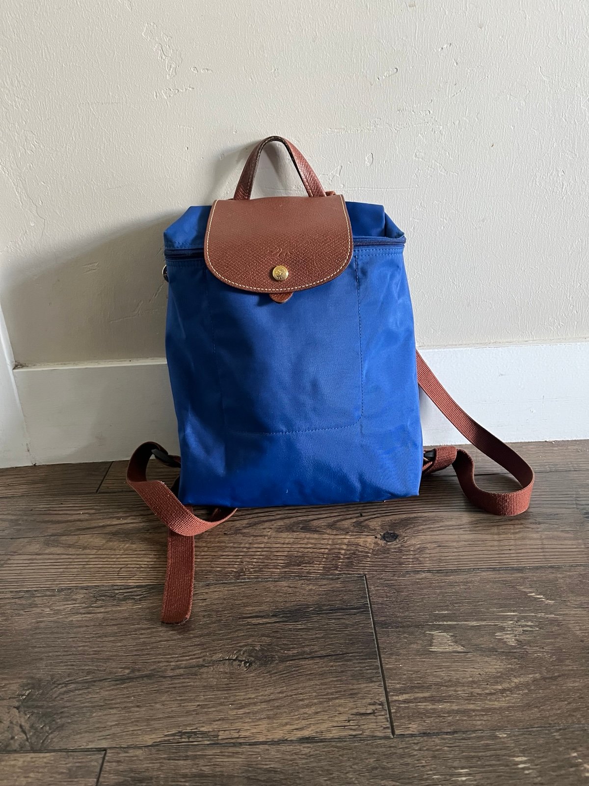 LONGCHAMP Backpack Blue 1699089127 Authentic Women D:3.94” H:11.81” W:7.48”