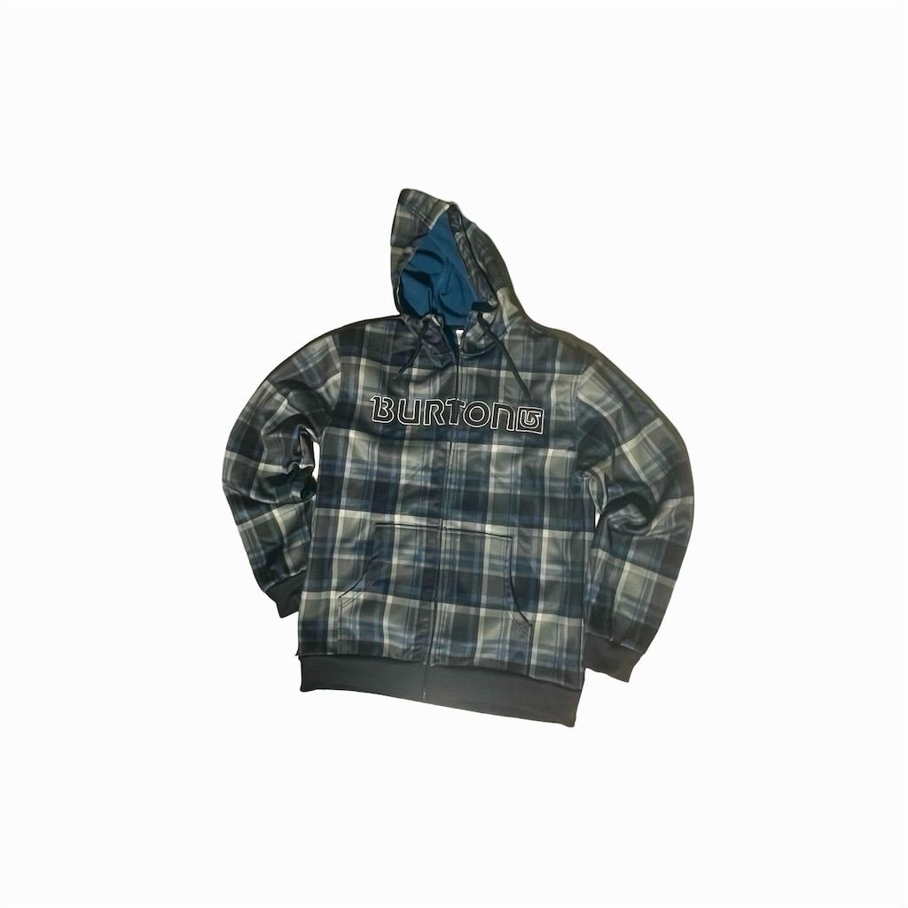 Burton Men's Full Zip Hoodie L Multicolor Check Winter Sports Fleece