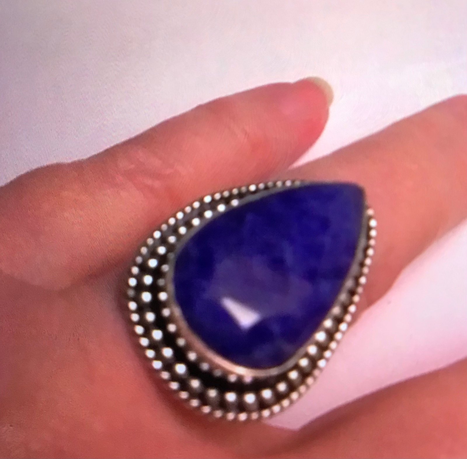 Stunning 925 Sterling Silver Blue Sapphire Ring