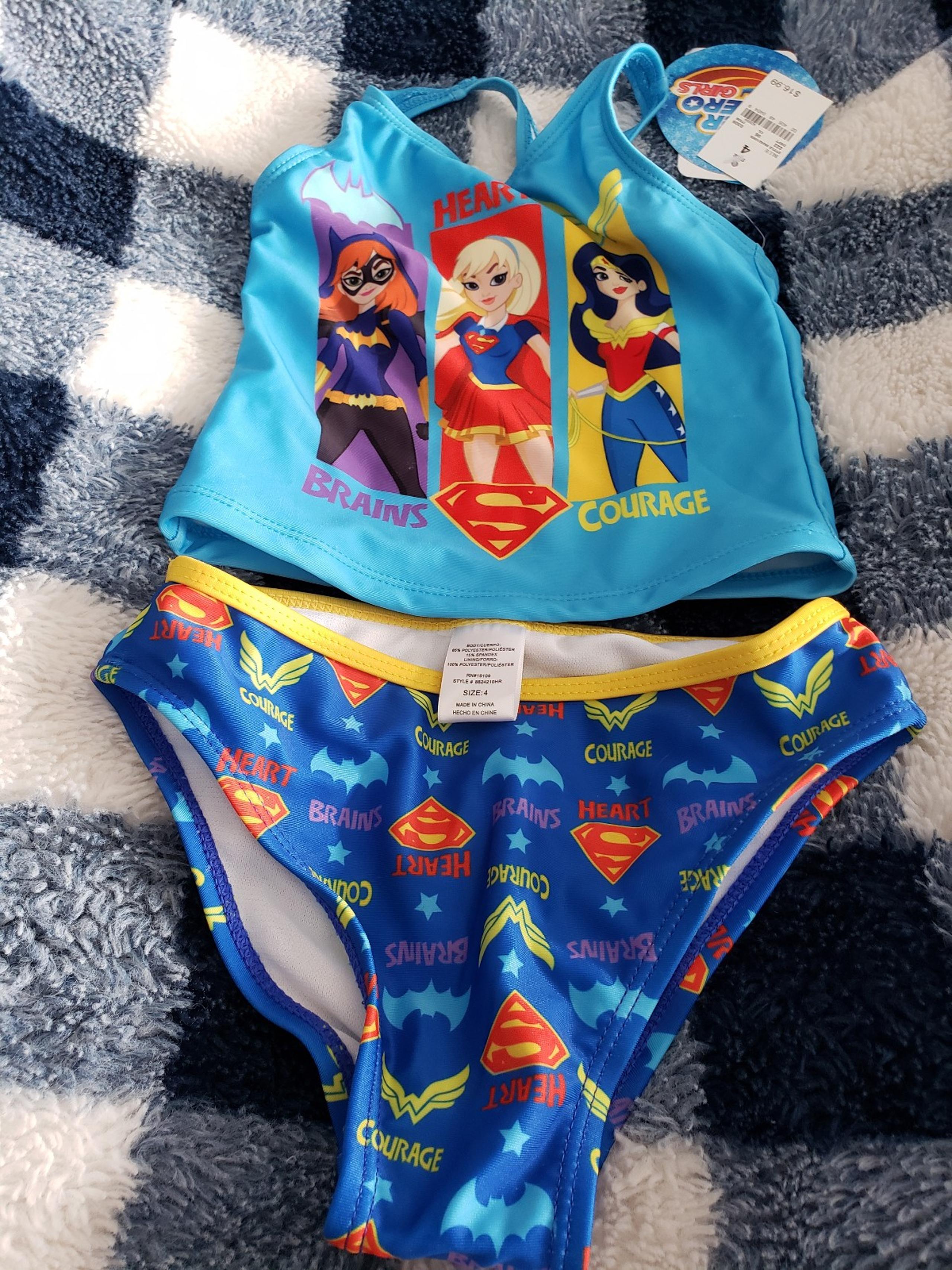 Girls size 4 DC comics 2 piece swimsuit NWT