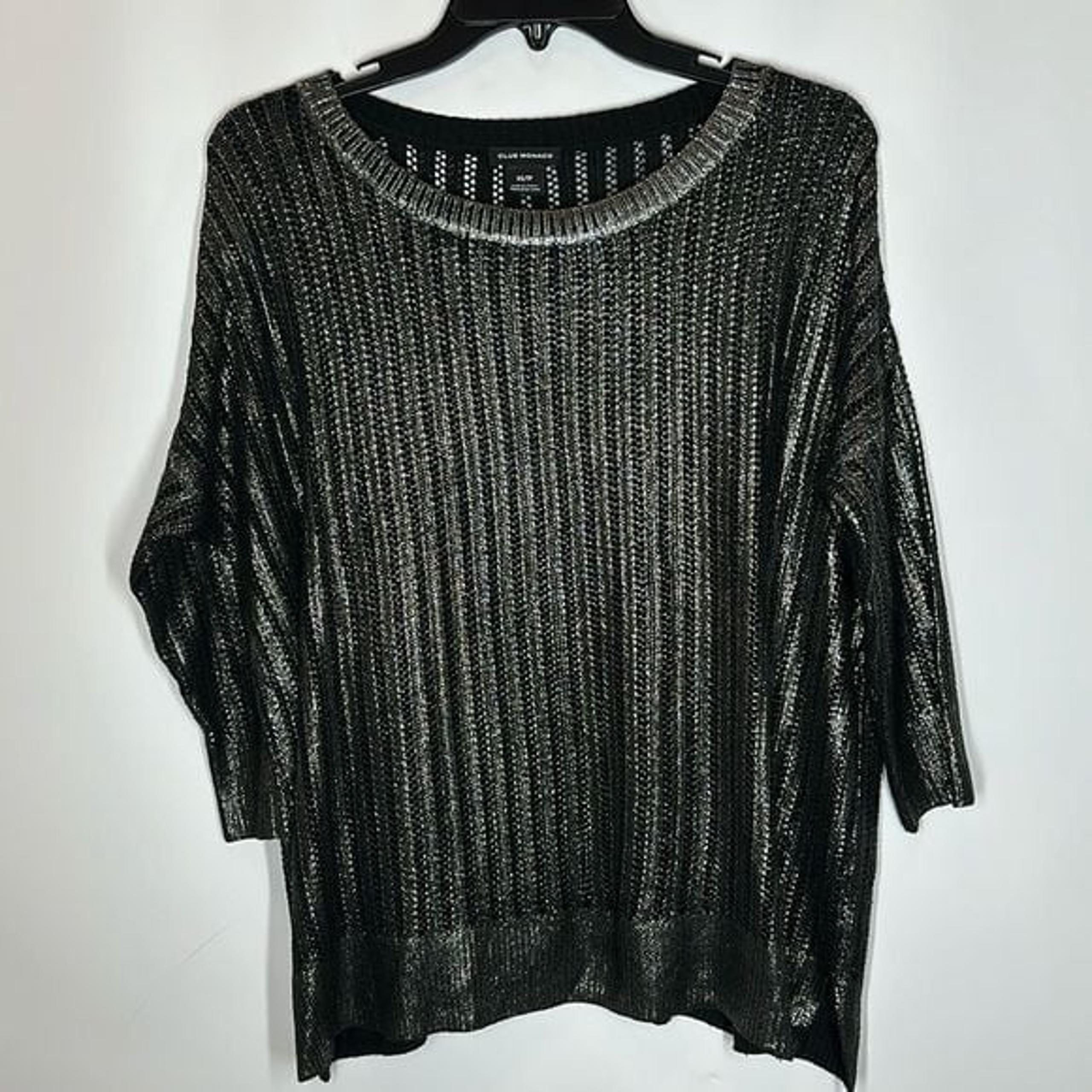 Club Monaco | Corrine Women’s XS Grey Metallic Foil Thread Knit Sweater Sheer