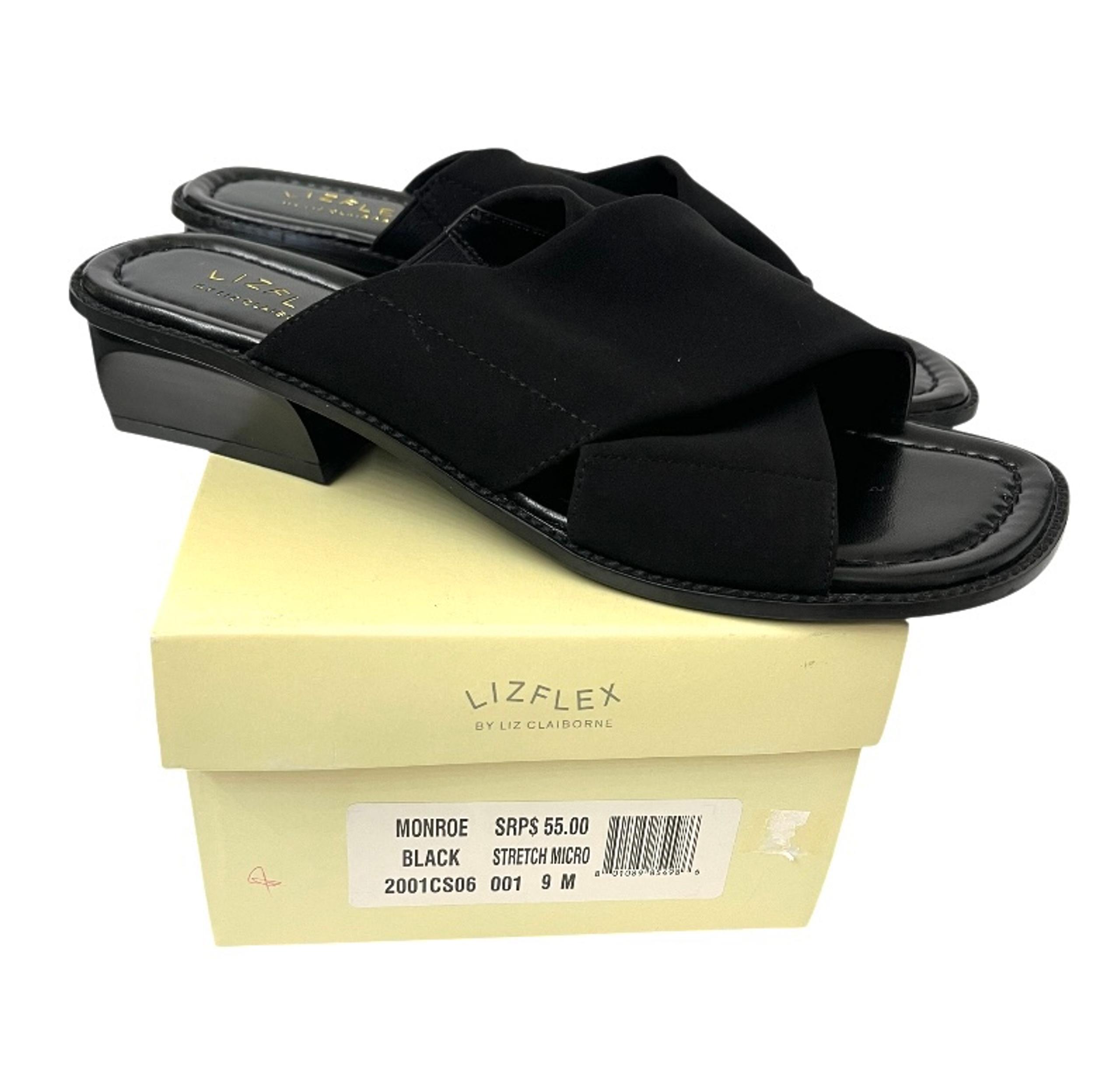 NEW Liz Claiborne Black Mules with Cross-Strap Design - Women’s 9