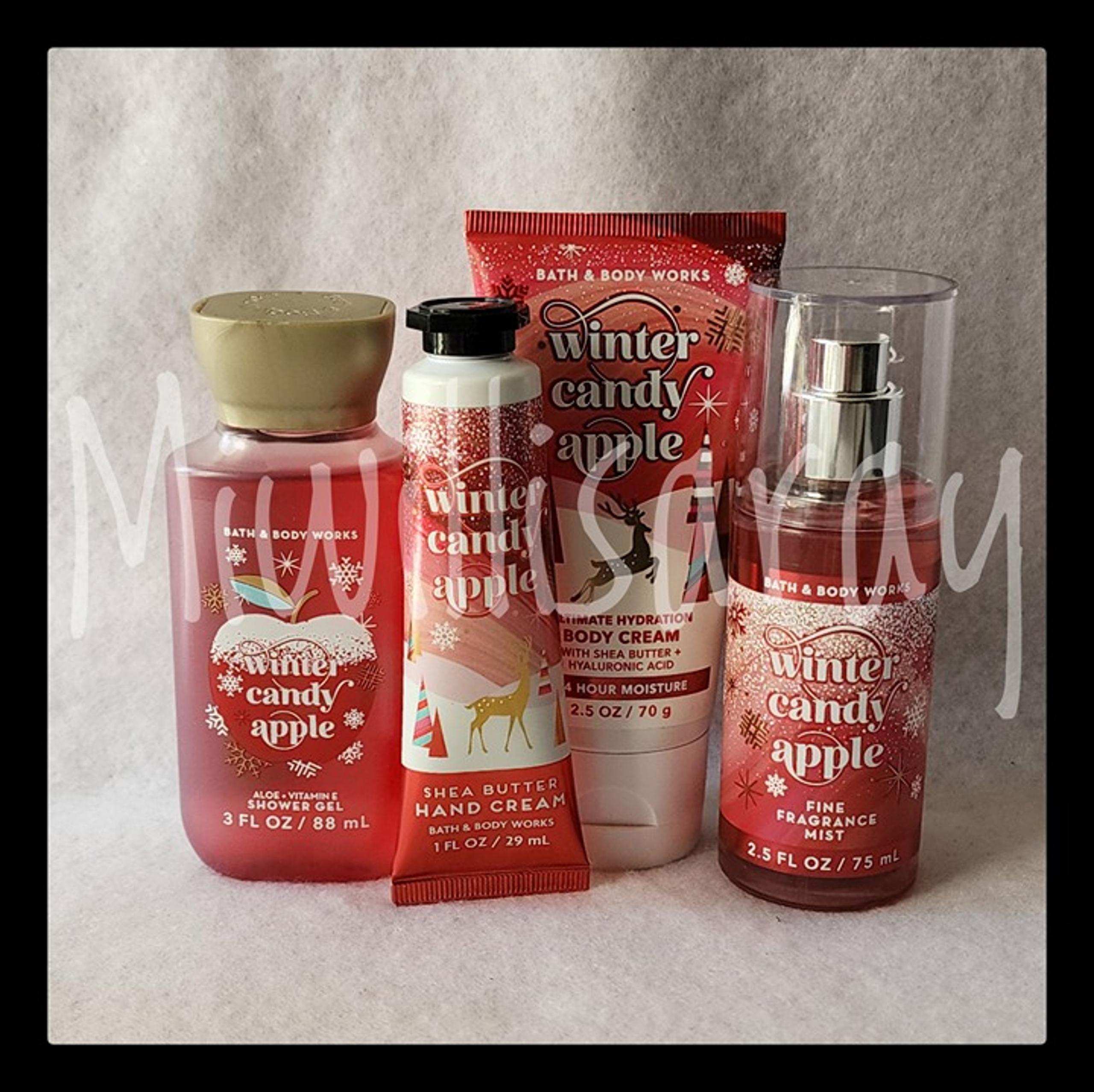NWT Bath & Body Works "Winter Candy Apple" Travel Size Body Care Bundle (x4)