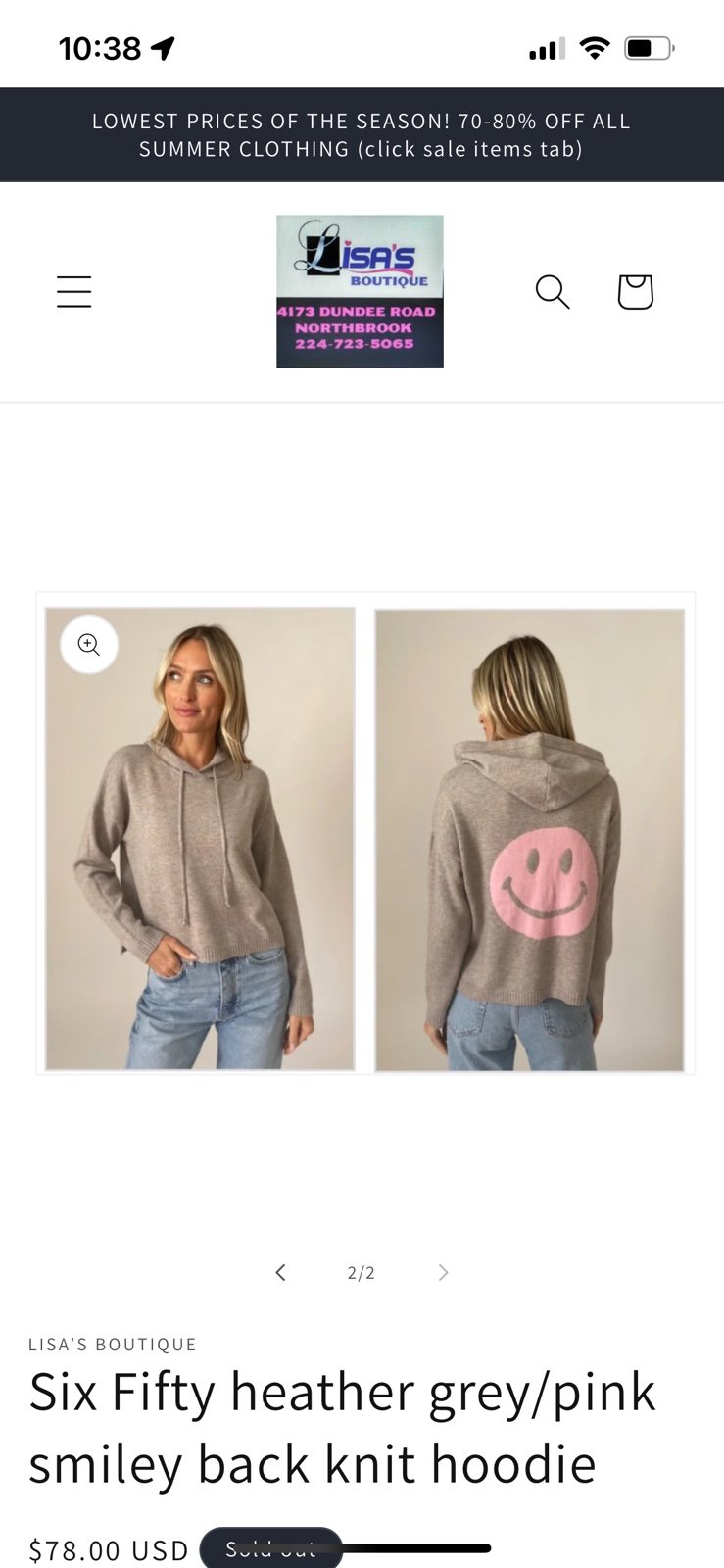 Six / Fifty Heather Smiley Face Back Knit Good Mood Hoodie Size S