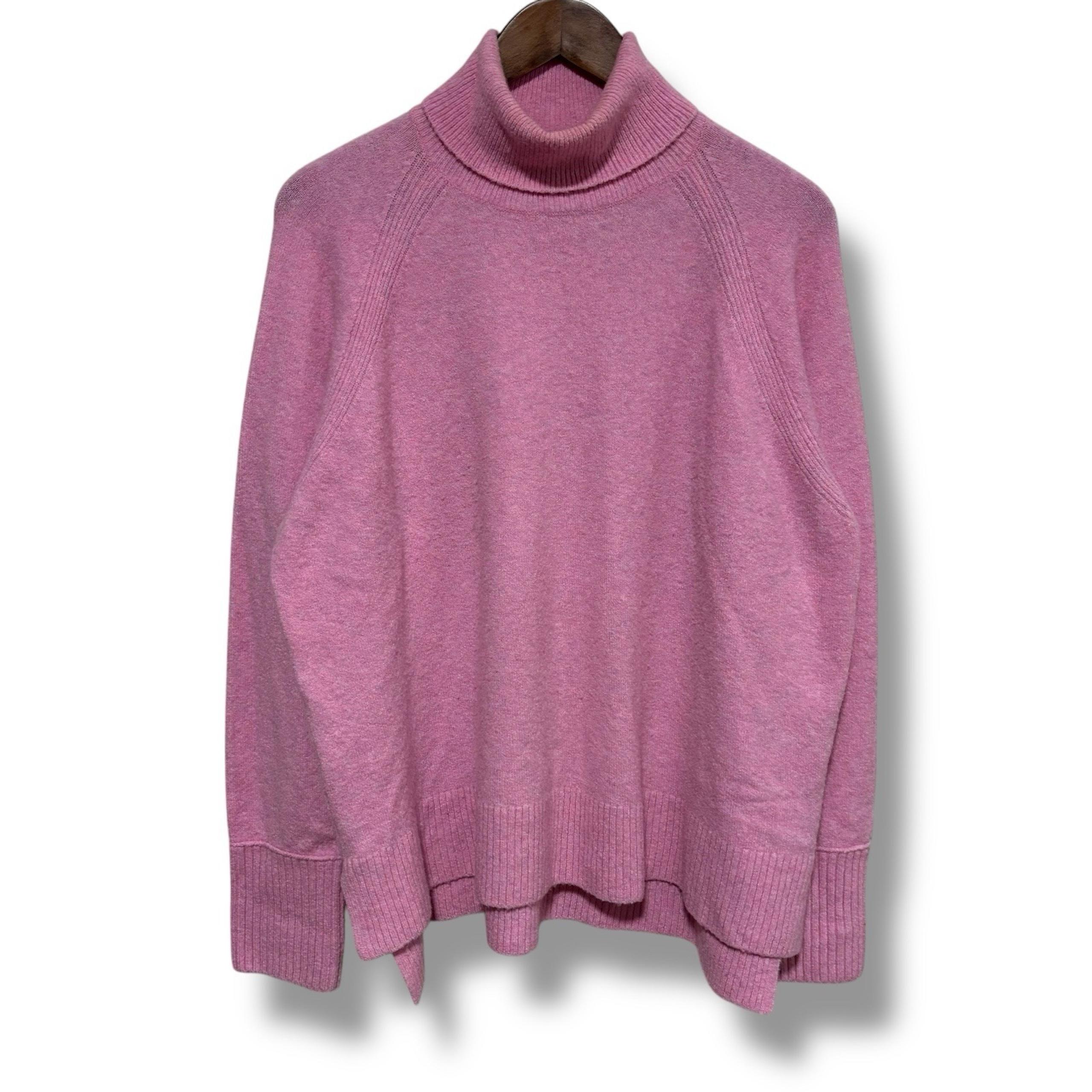 J Crew Sweater Women's Pink Wool Blend Knit Pullover Turtleneck Sweatshirt 24x27