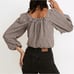 Madewell Puff-Sleeve Button-Front Crop Top Cotton Plaid Brown White Womens S NWT