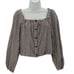 Madewell Puff-Sleeve Button-Front Crop Top Cotton Plaid Brown White Womens S NWT