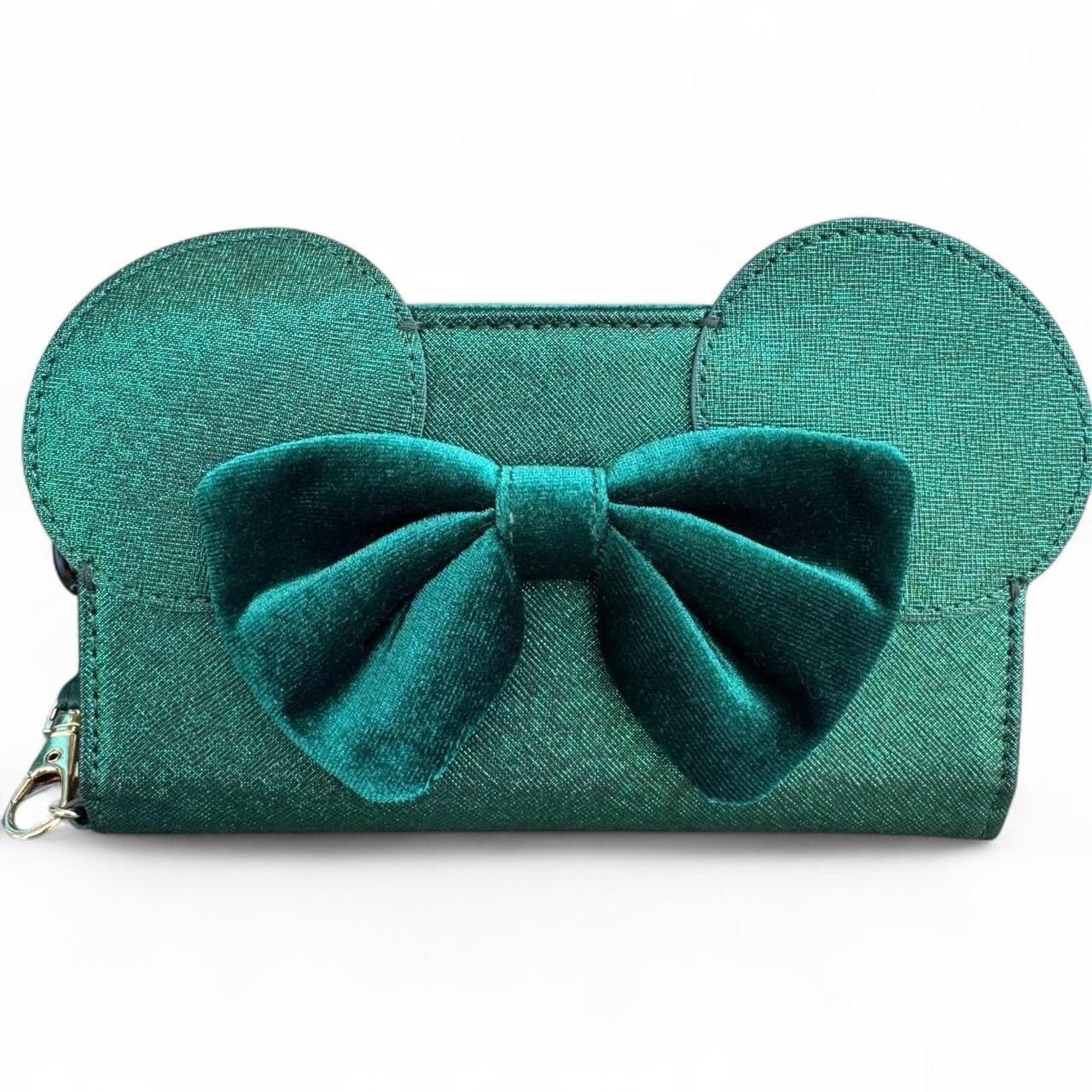 Disney Minnie Mouse Ears & Bow Tech Wallet Green NWT