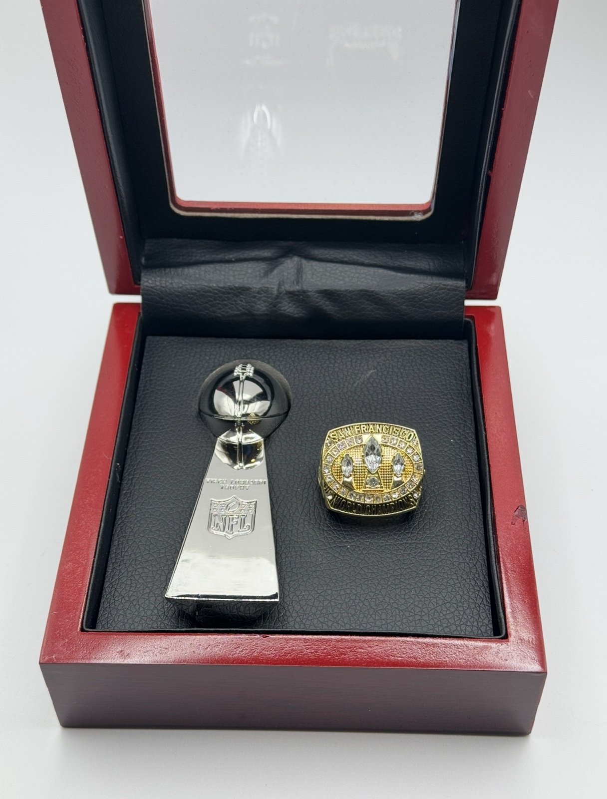 San Francisco 49ers Niners Super Bowl Championship Ring TROPHY + CASE #3