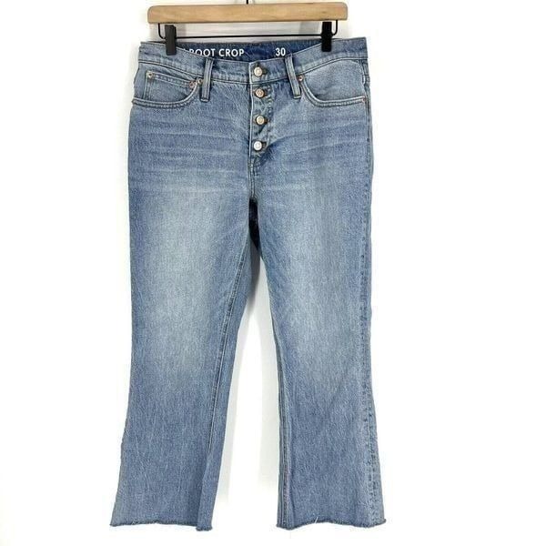 J Crew Jeans Size 30 Womens Blue Billie Demi Boot Crop Light Wash Button Fly