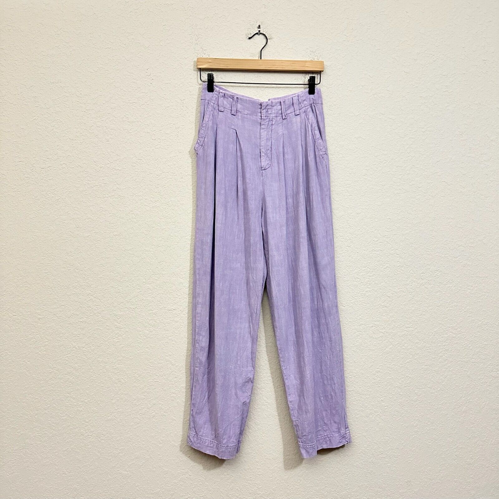 FREE PEOPLE Calla Pleated Pants Lavender HR Straight Relaxed Trouser