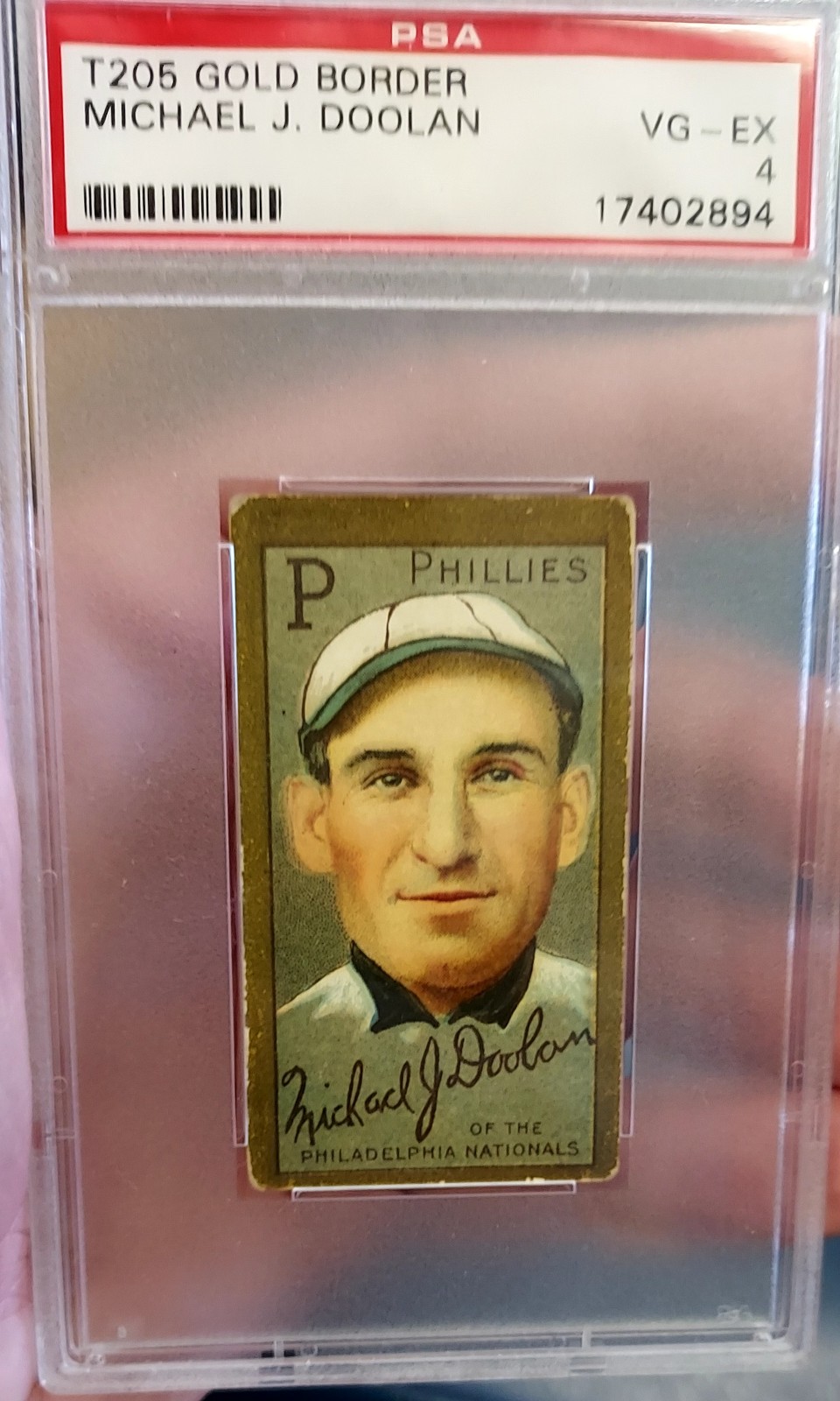 1911 T205 Michael Doolan, PSA 4! Beautiful Colors! No Creases! Sweet Cap Back