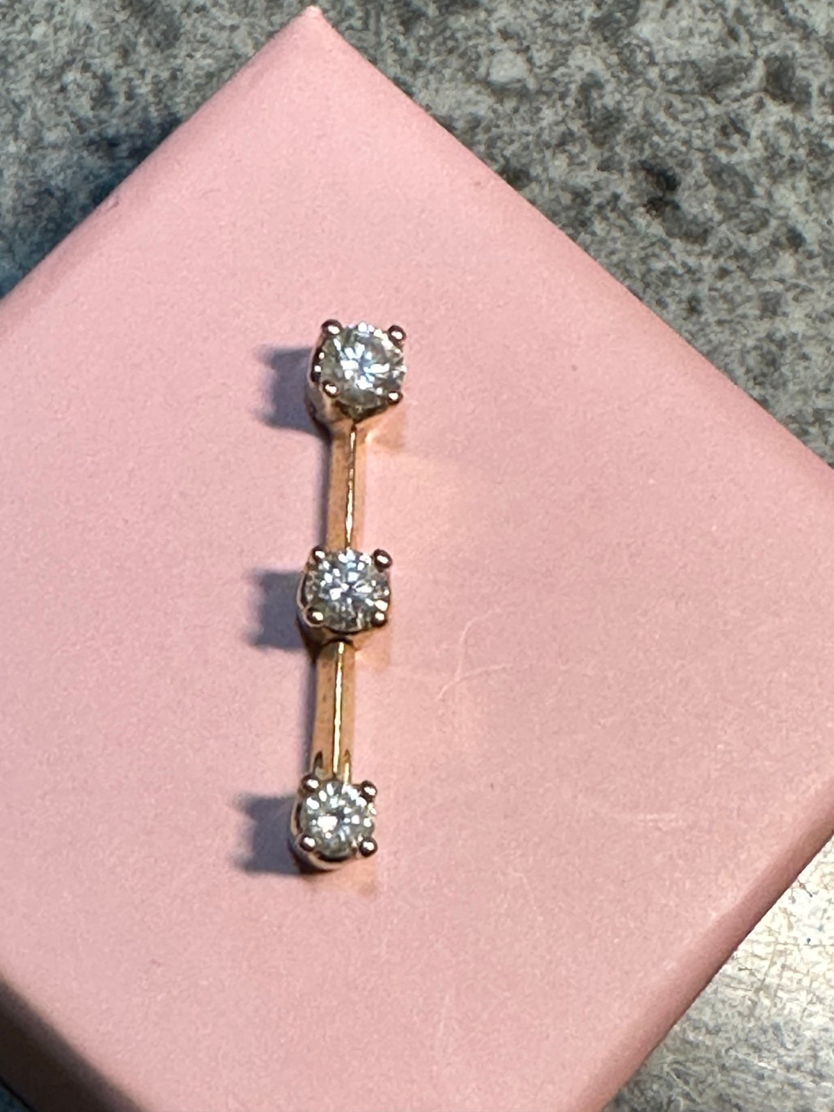 14K Gold and Diamond pendant past present and future. 3 graduating diamonds
