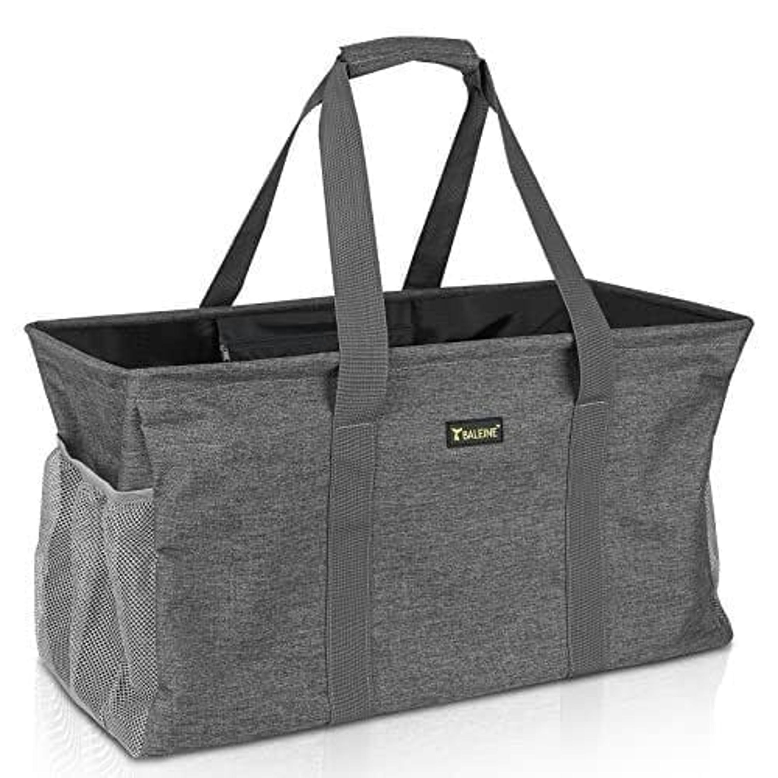 Extra Large Utility Tote Bag with Wire Frame for Storage (Grey, 22''x12''x10''