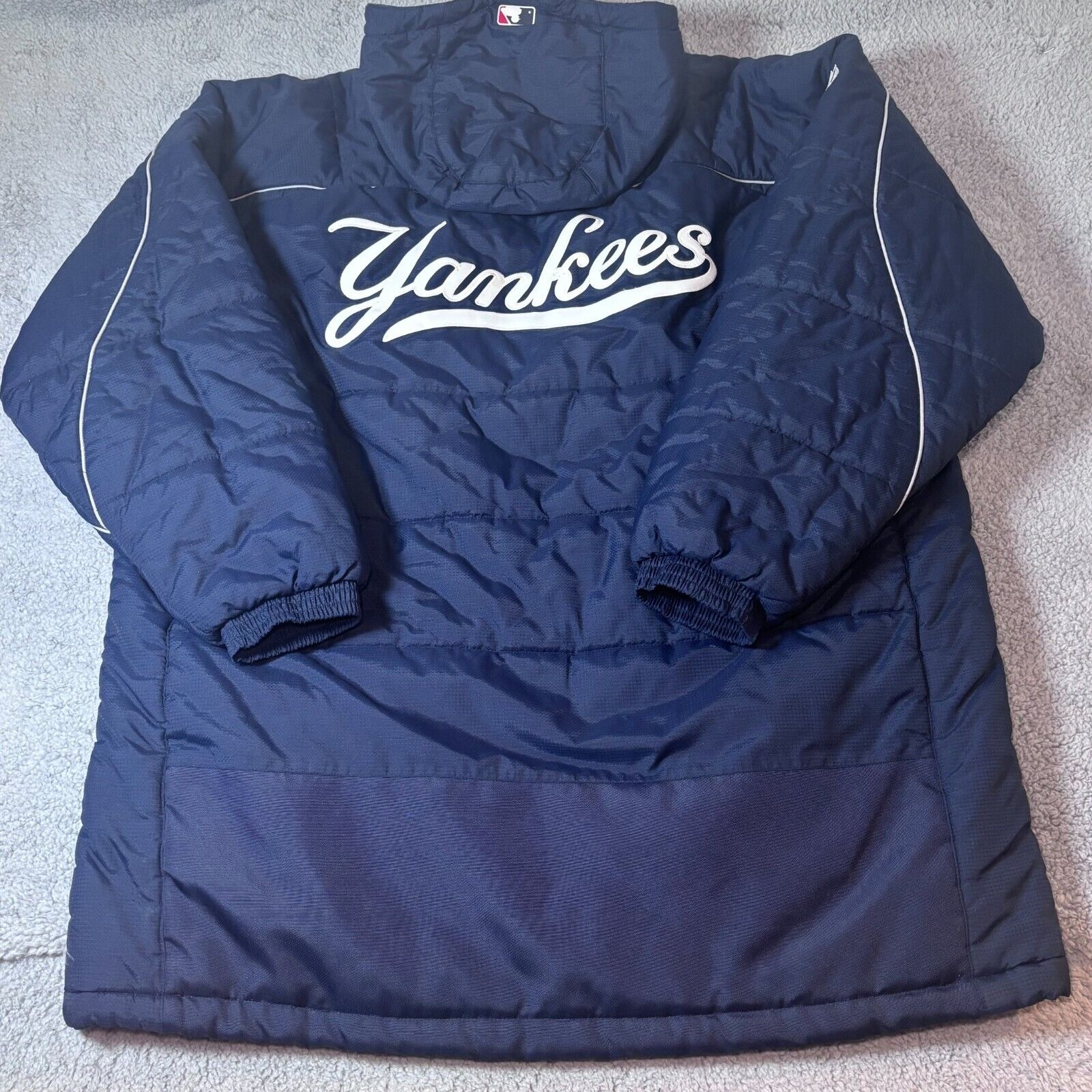 New York Yankees Puffer Jacket Mens XXL Majestic MLB Down Long Full Zip Snap