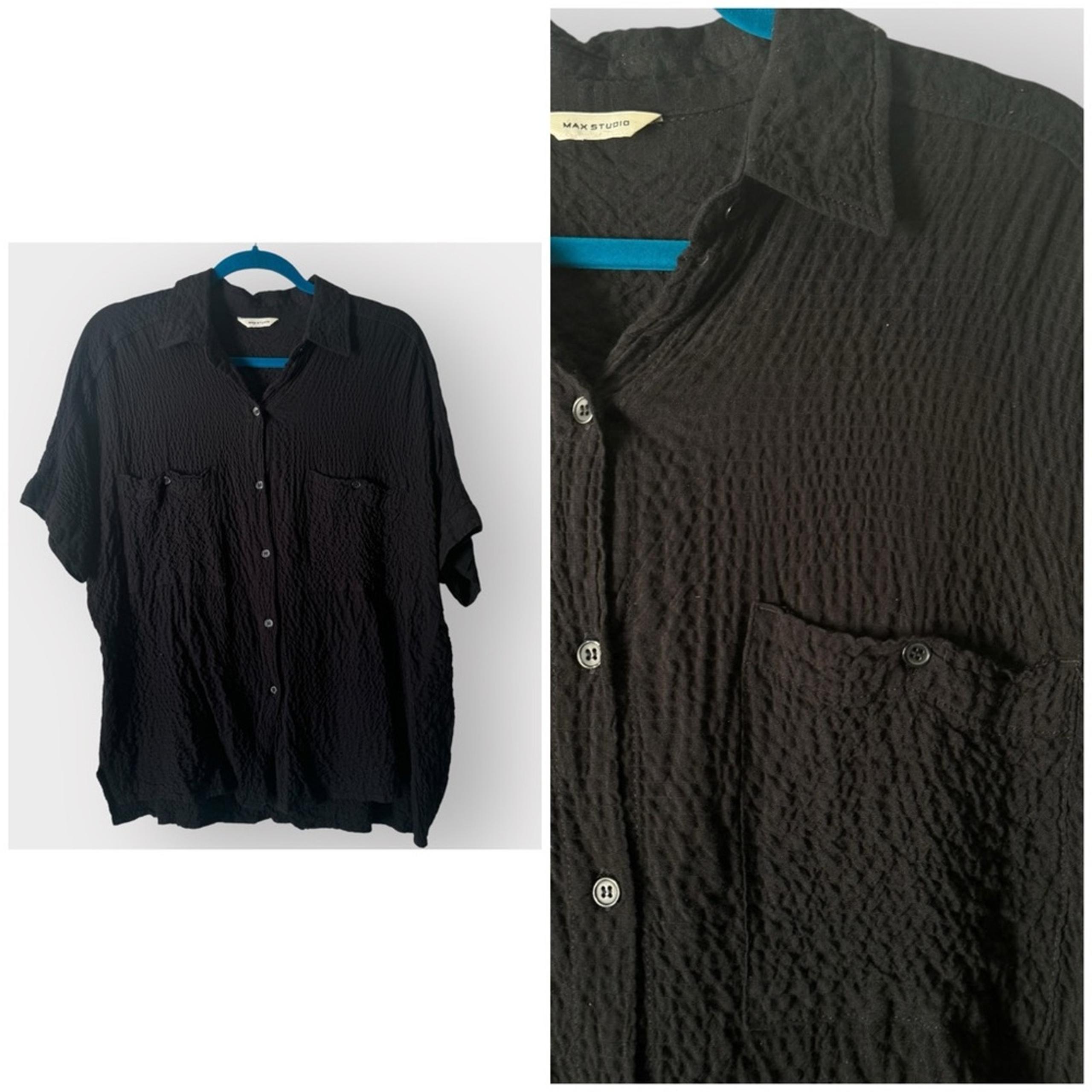 Max Studio crinkle button down shirt