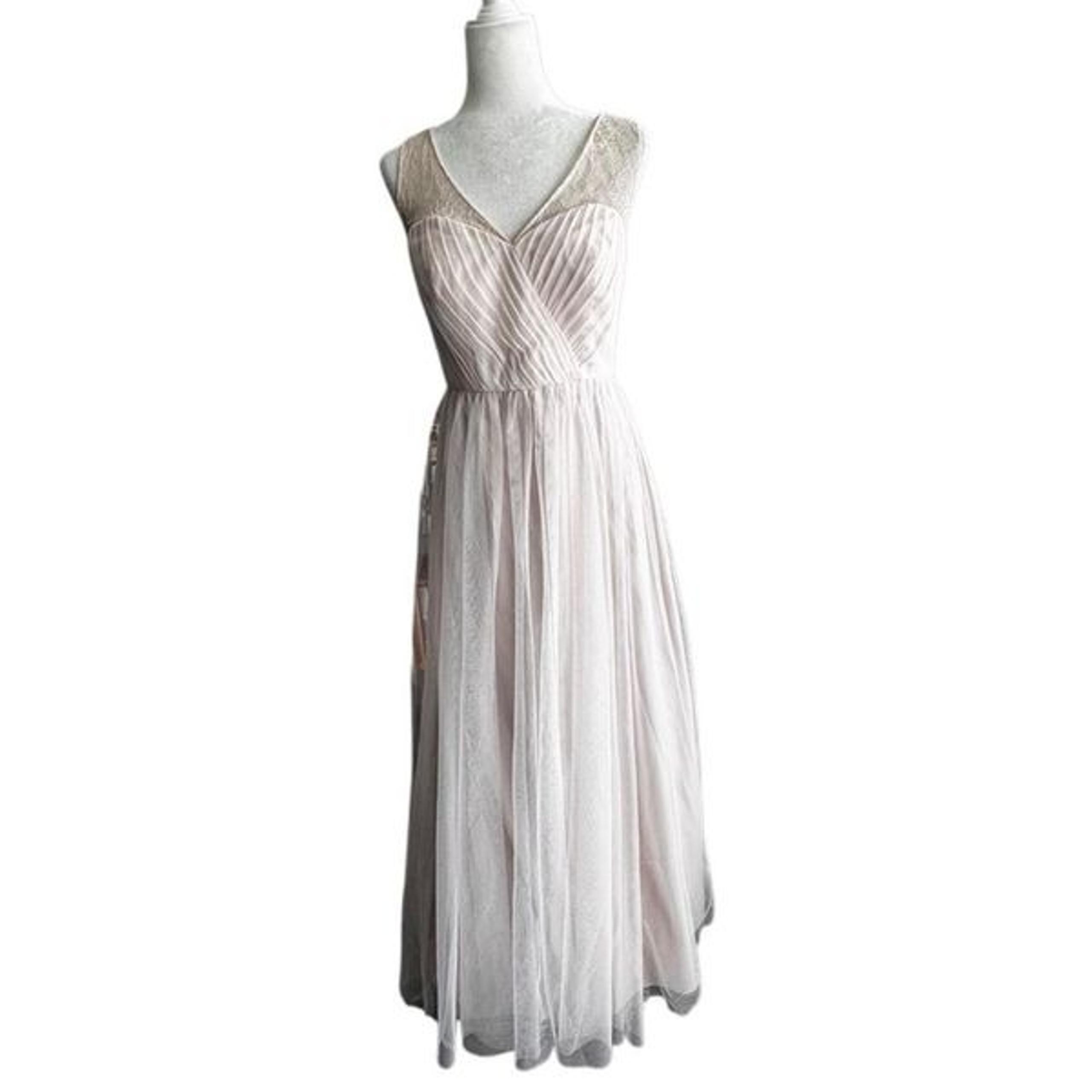 Jenny Yoo Cream Formal Dress Tulle Florentine Lace Outer Sleeveless